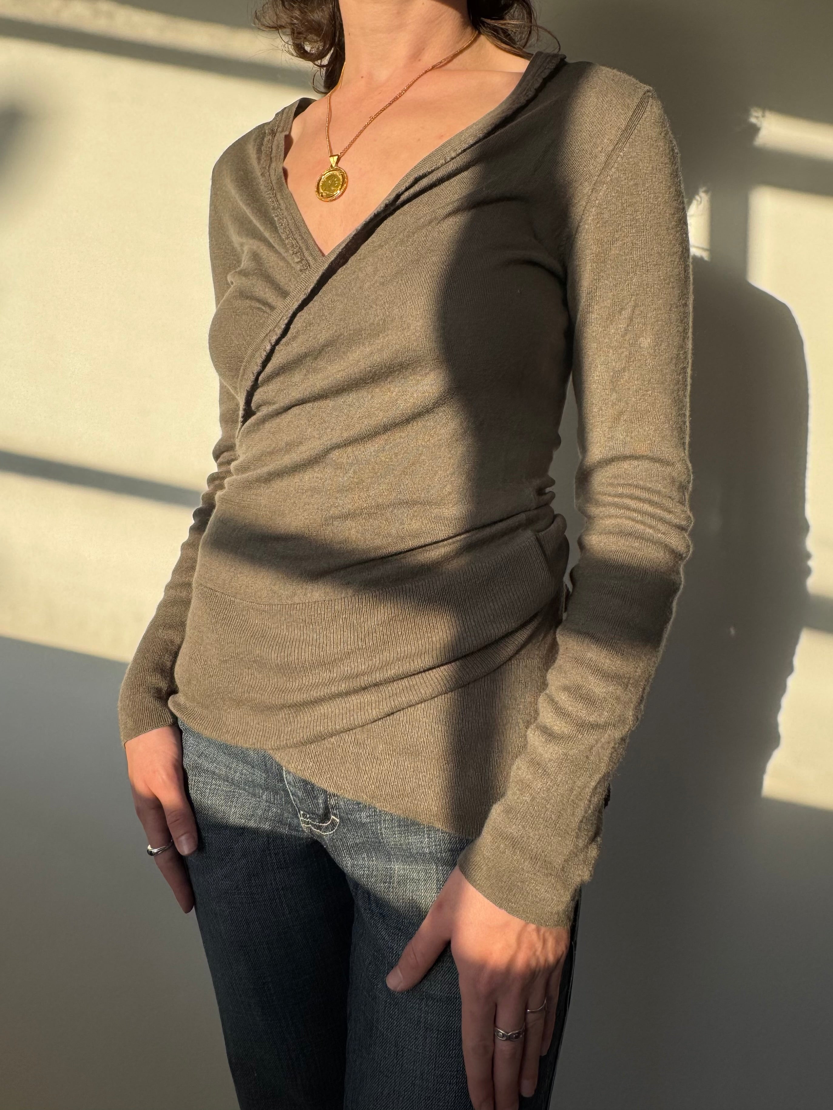 עליונית מעטפת משי וקשמיר Burberry (S)