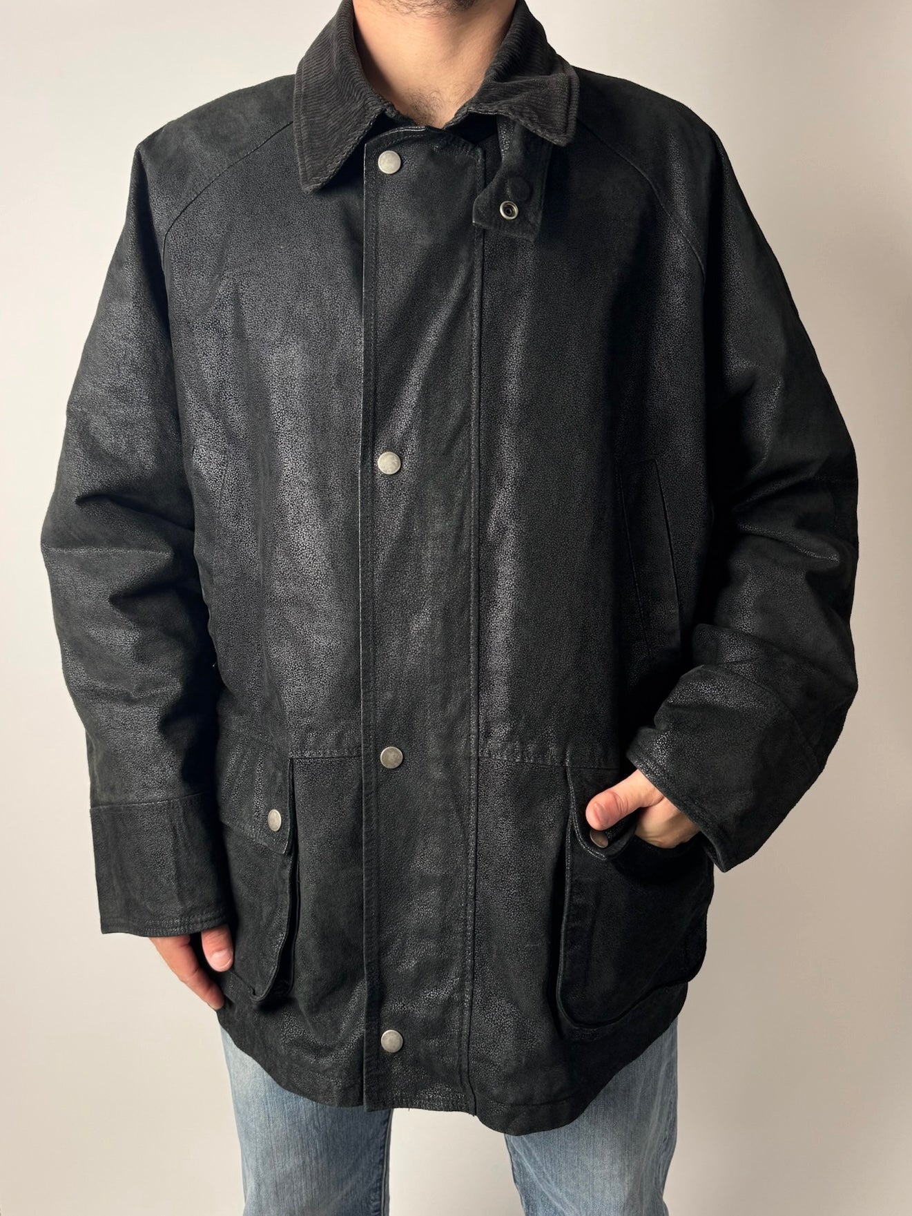 מעיל עור שחור (XL)