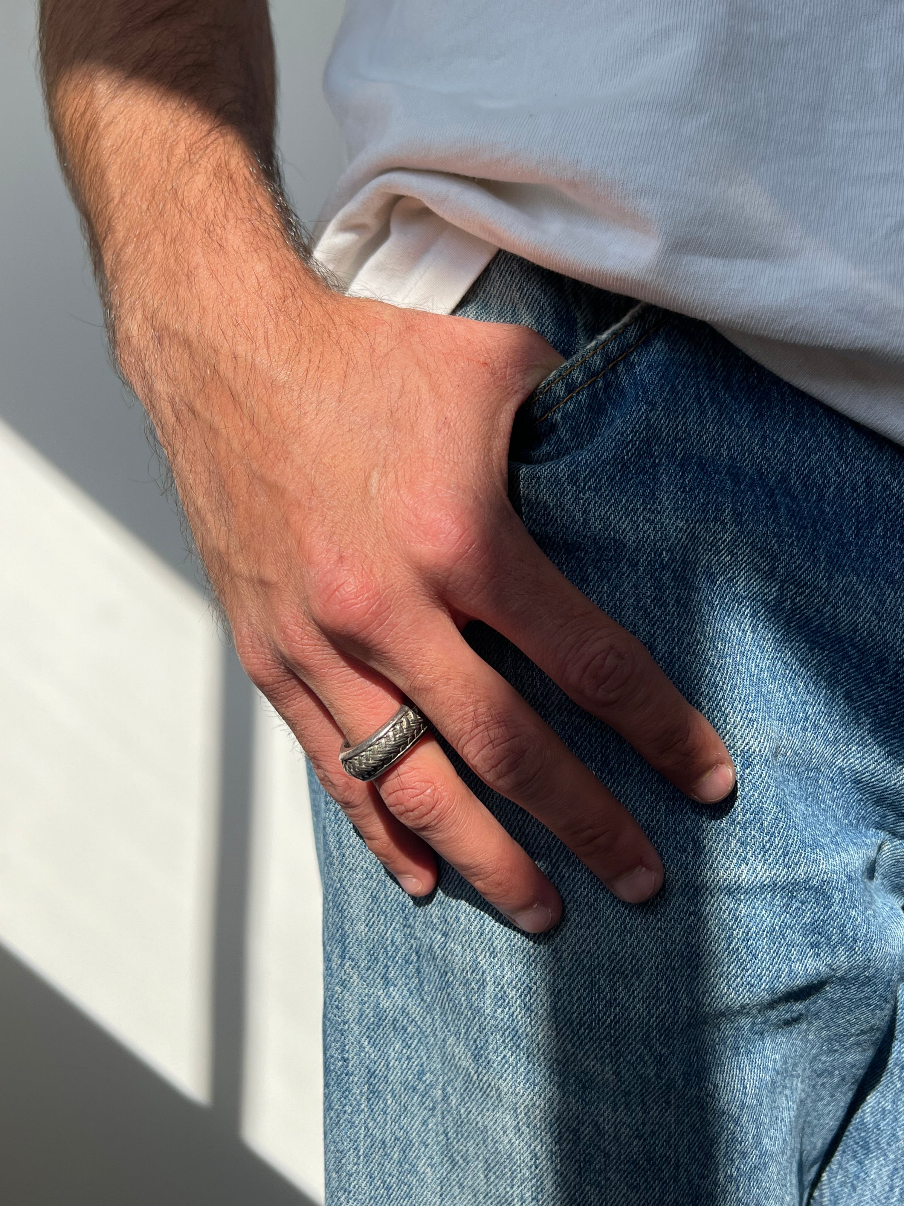 טבעת כסף בטקסטורת חבל (9.5 US)