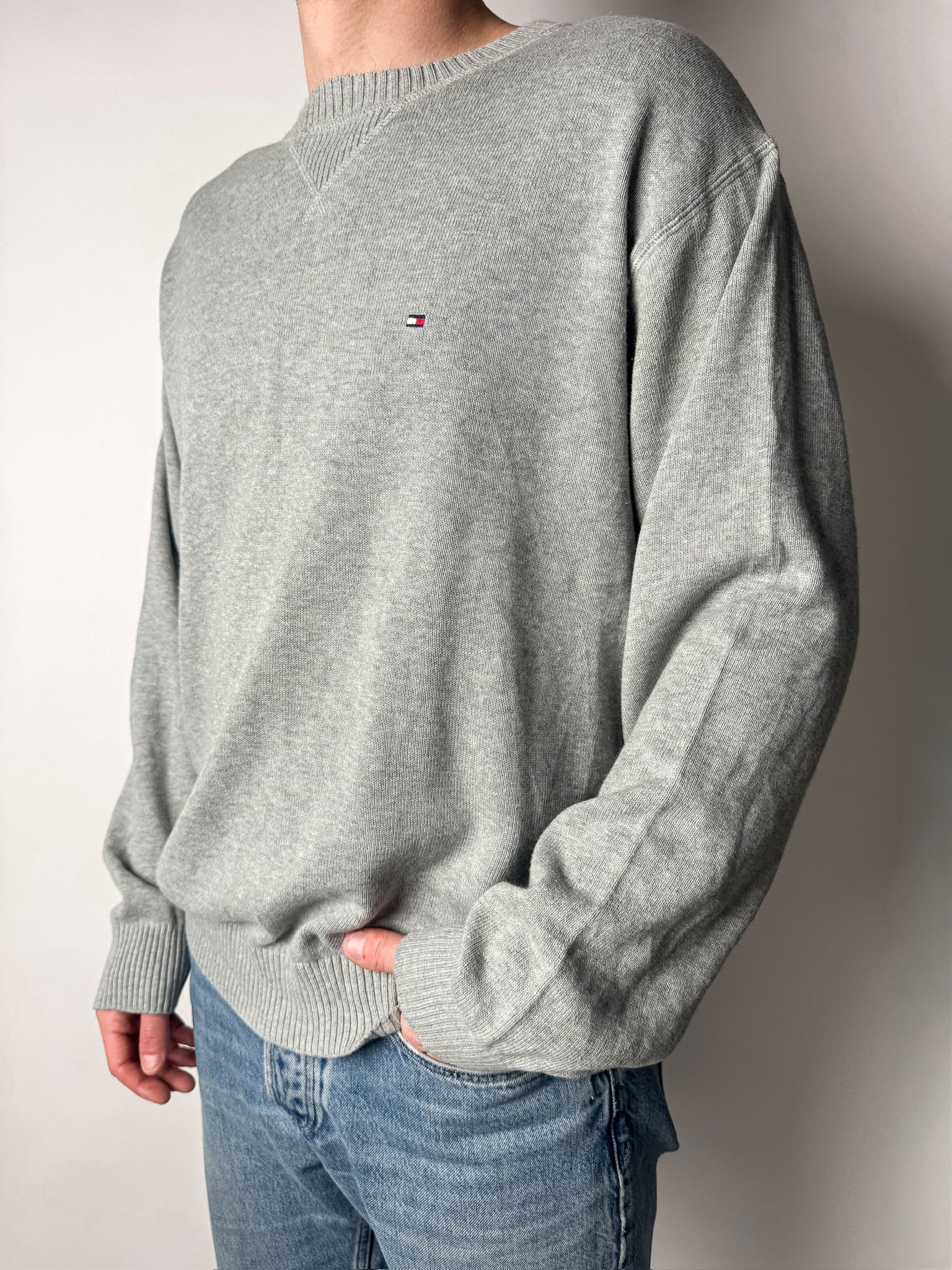 סריג כותנה אפור Tommy Hilfiger (XL)