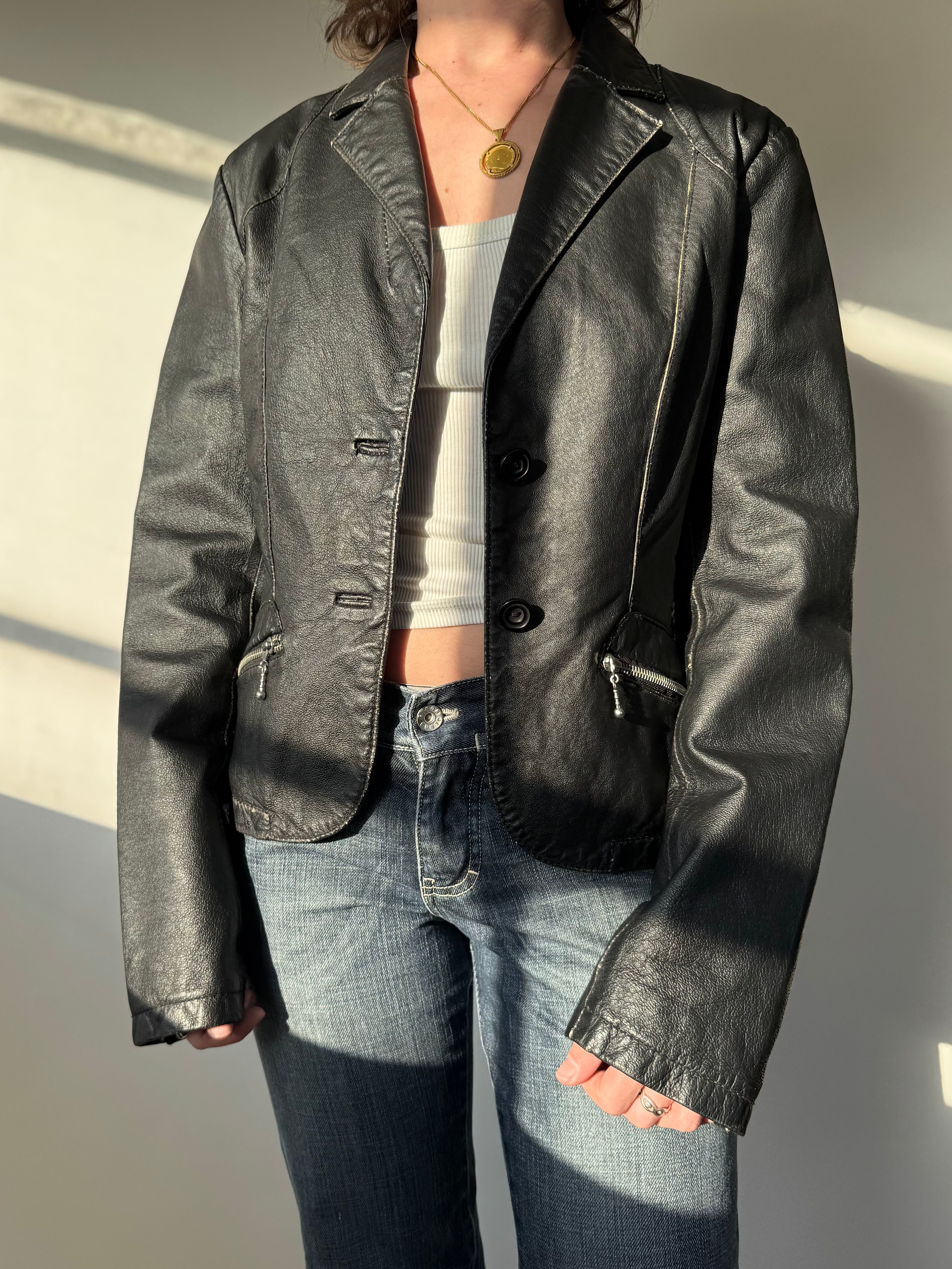 ג׳קט עור בייקר (S)