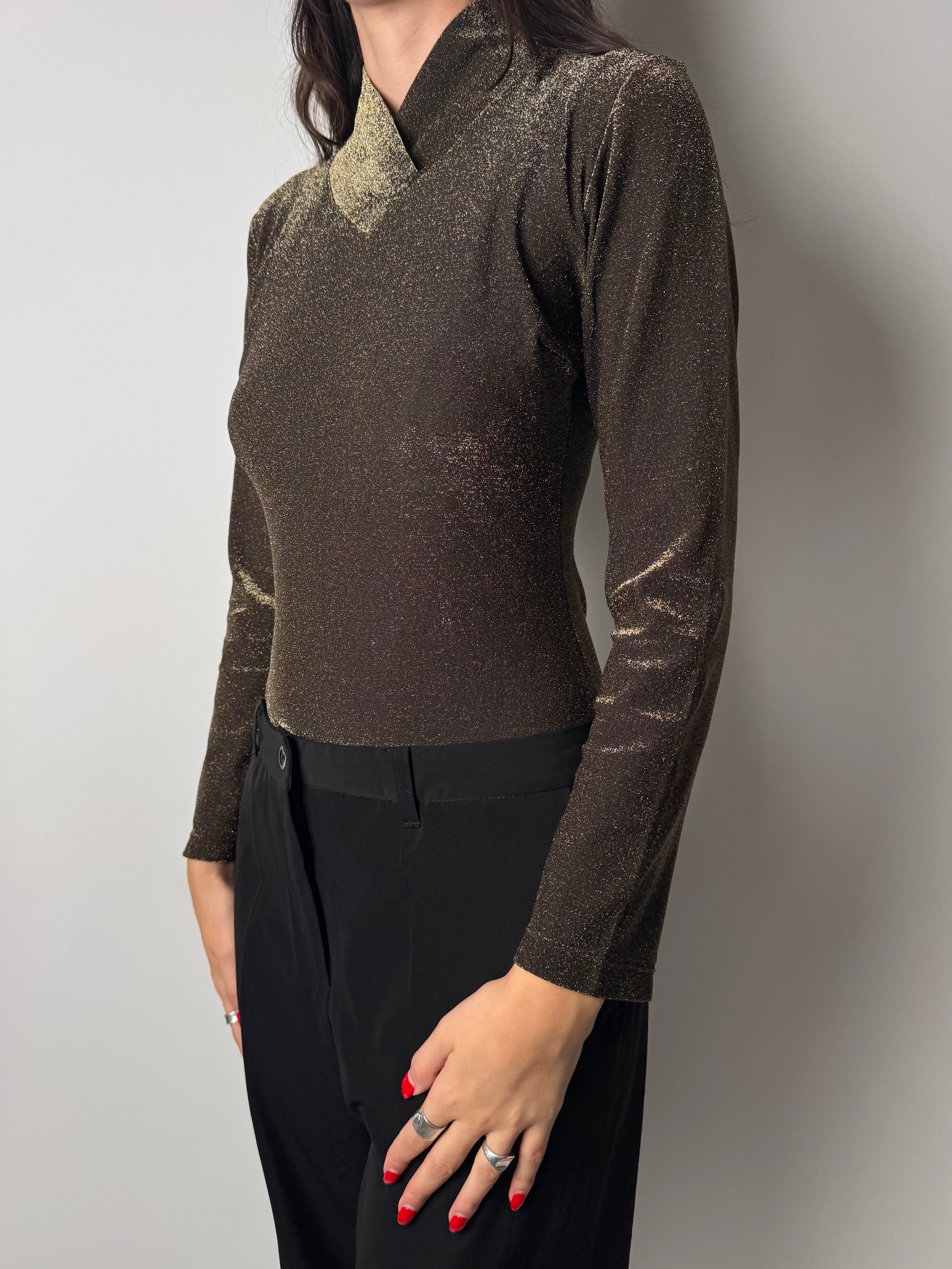 בגד גוף זהוב ומנצנץ (M)