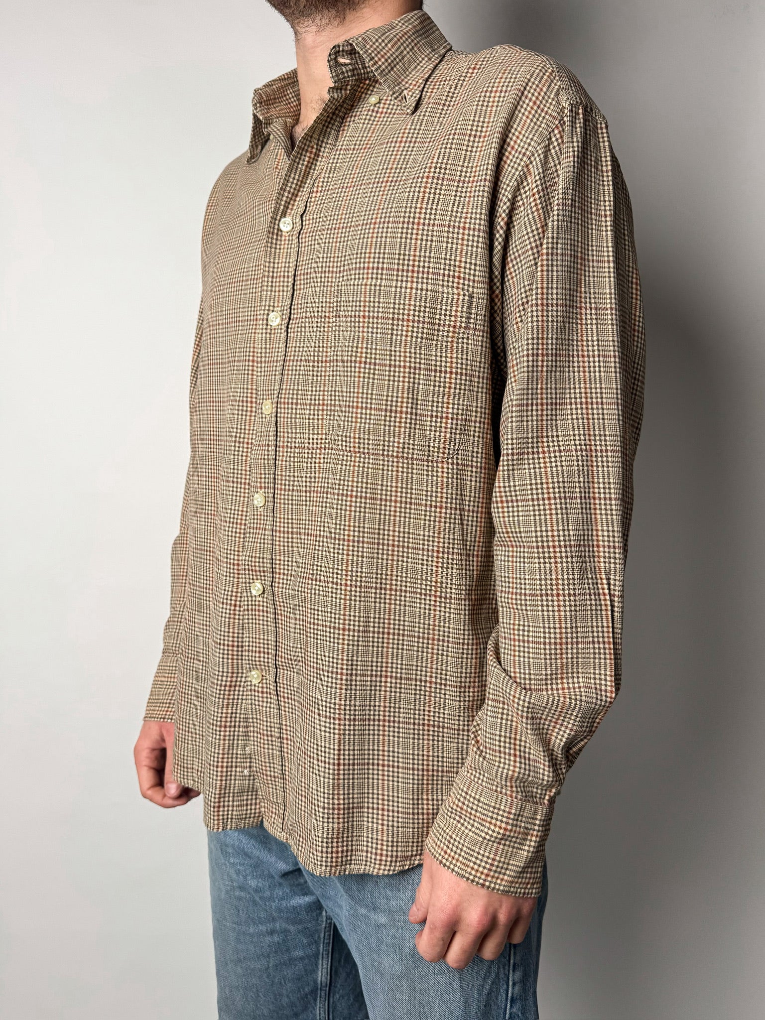 (L) חולצה מכופתרת משבצות