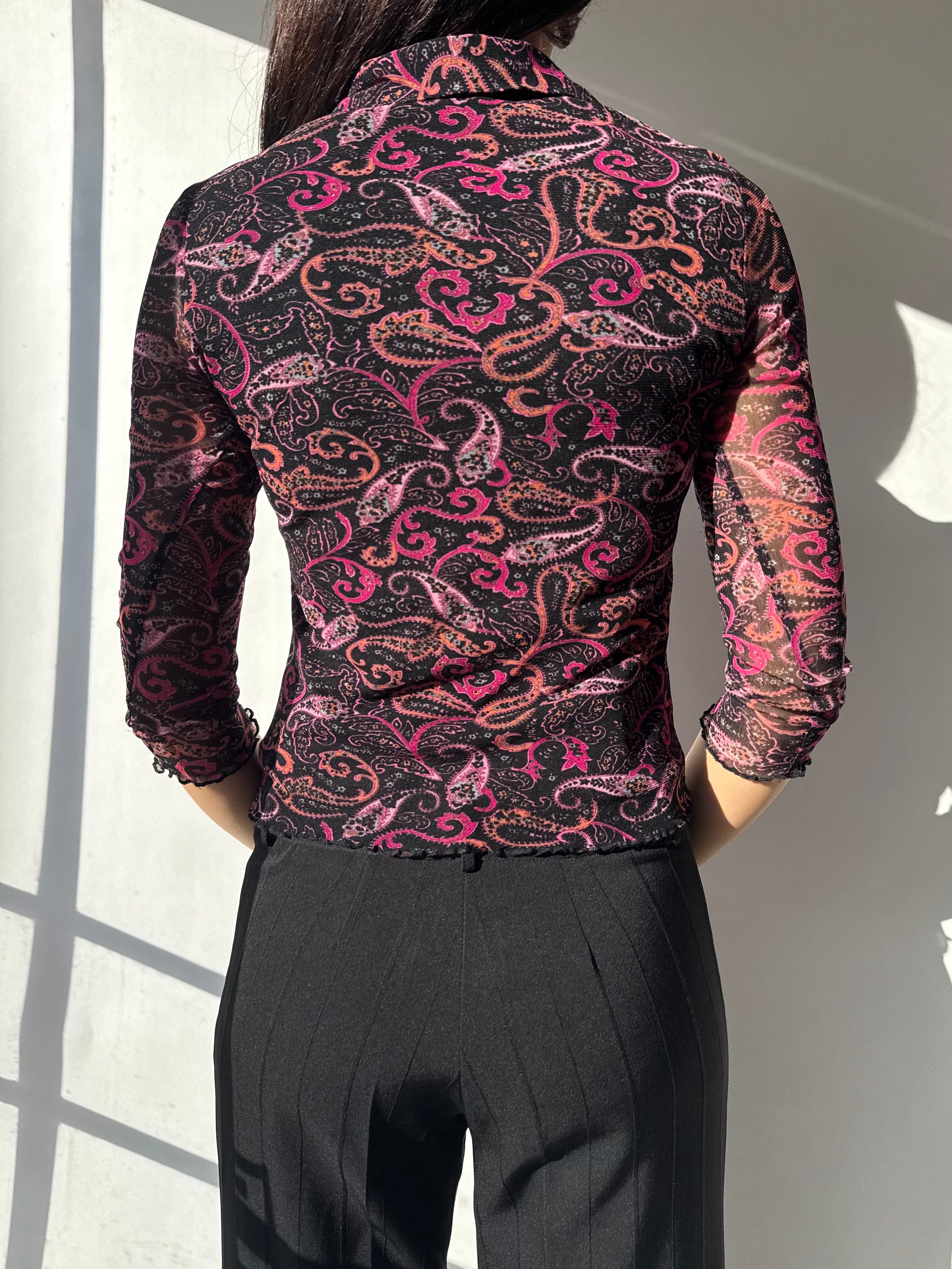 חולצת מש פייזלי מכופתרת (S)