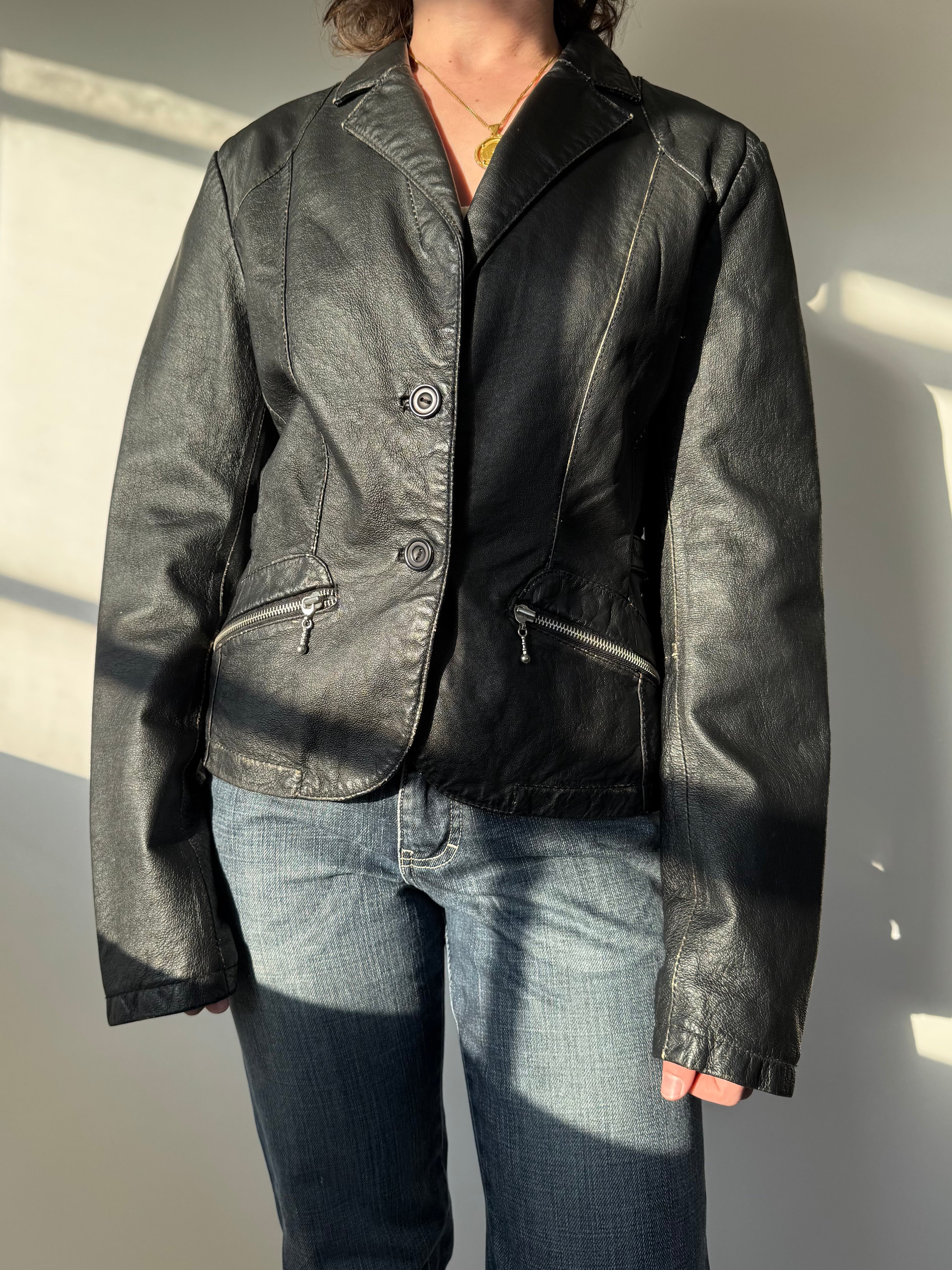 ג׳קט עור בייקר (S)