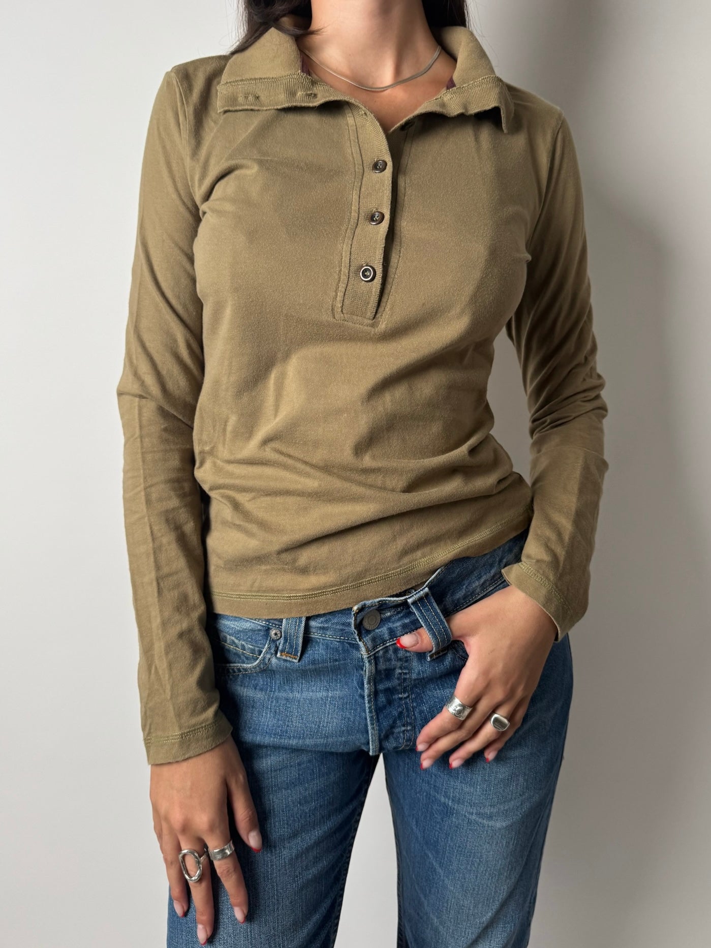 חולצת פולו ירוק זית Replay (S)