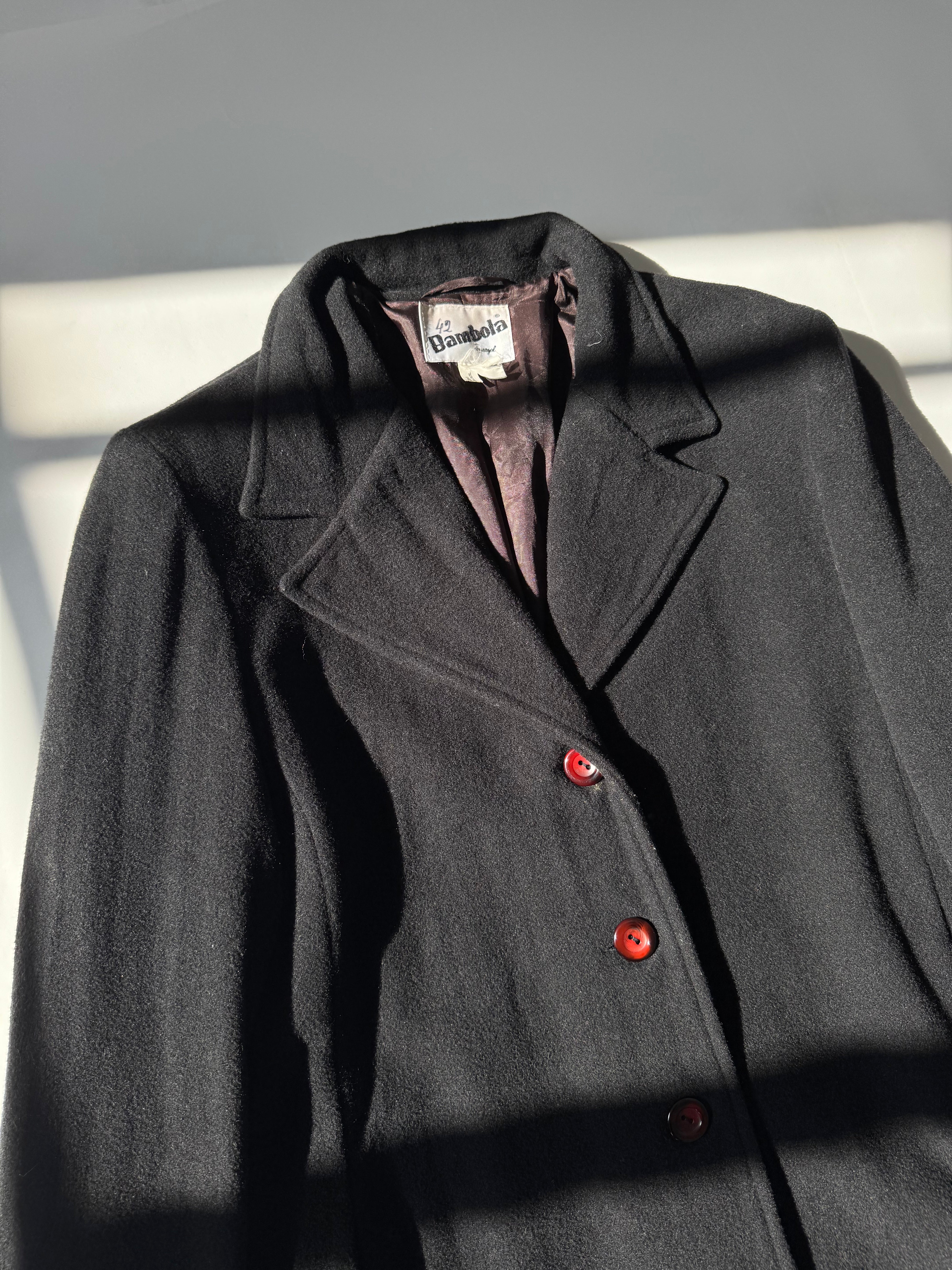 מעיל צמר ארוך שחור (L)