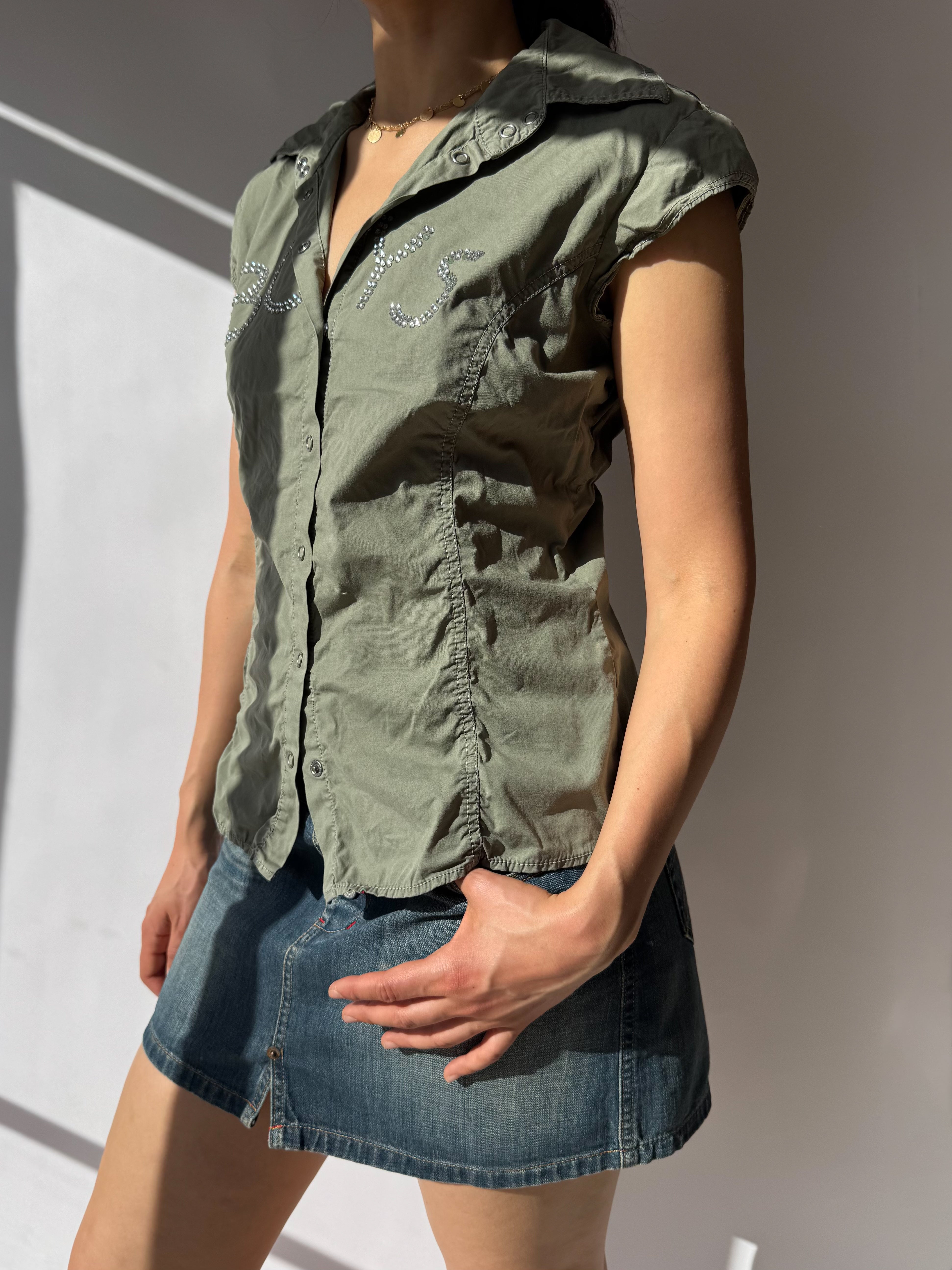 חולצה מכופתרות עם כיתוב יהלומים Max & Co (M)