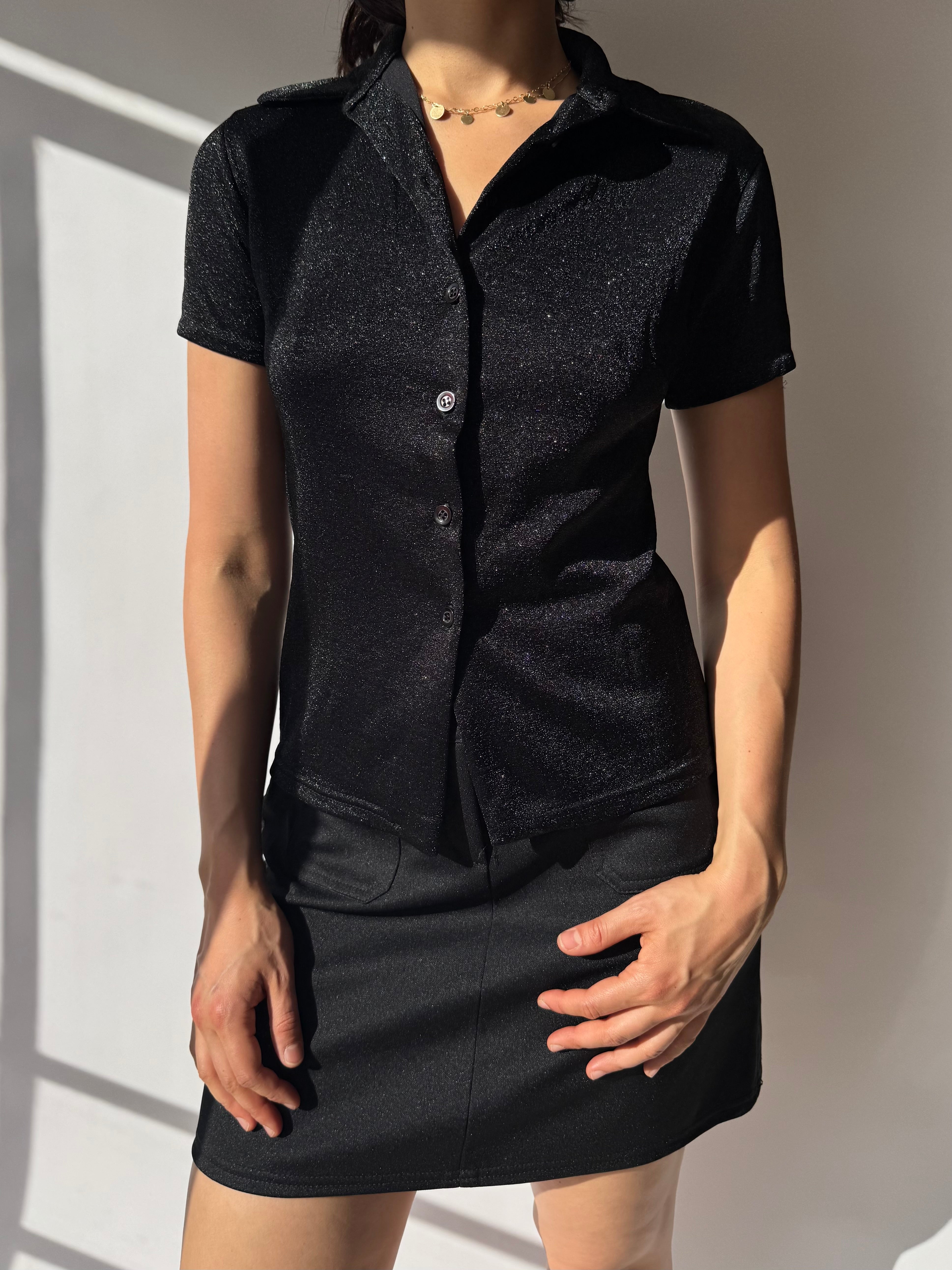 חולצה מכופתרת מנצנצת (S)