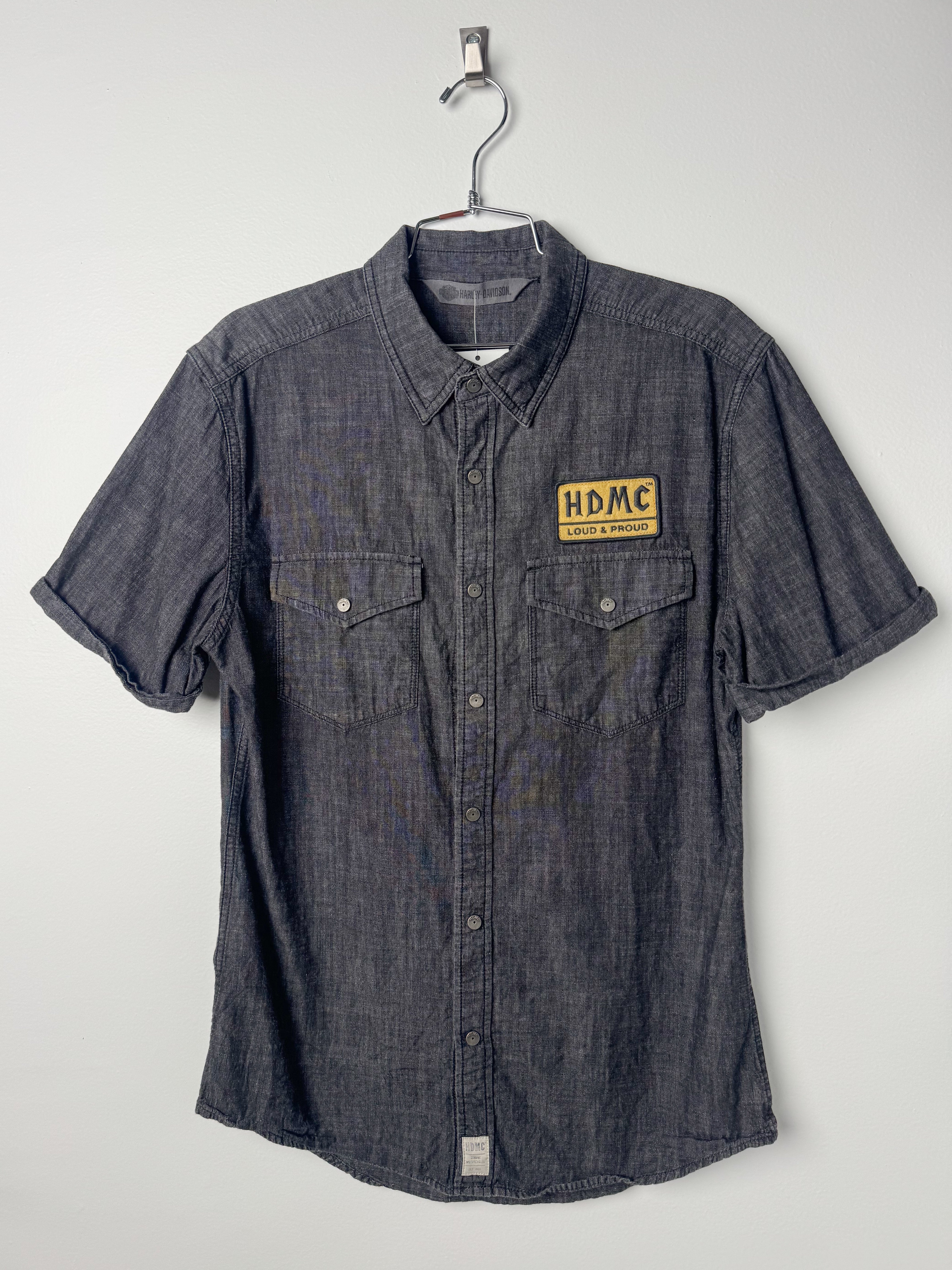 HARLEY DAVIDSON חולצה מכופתרת אפורה (M)