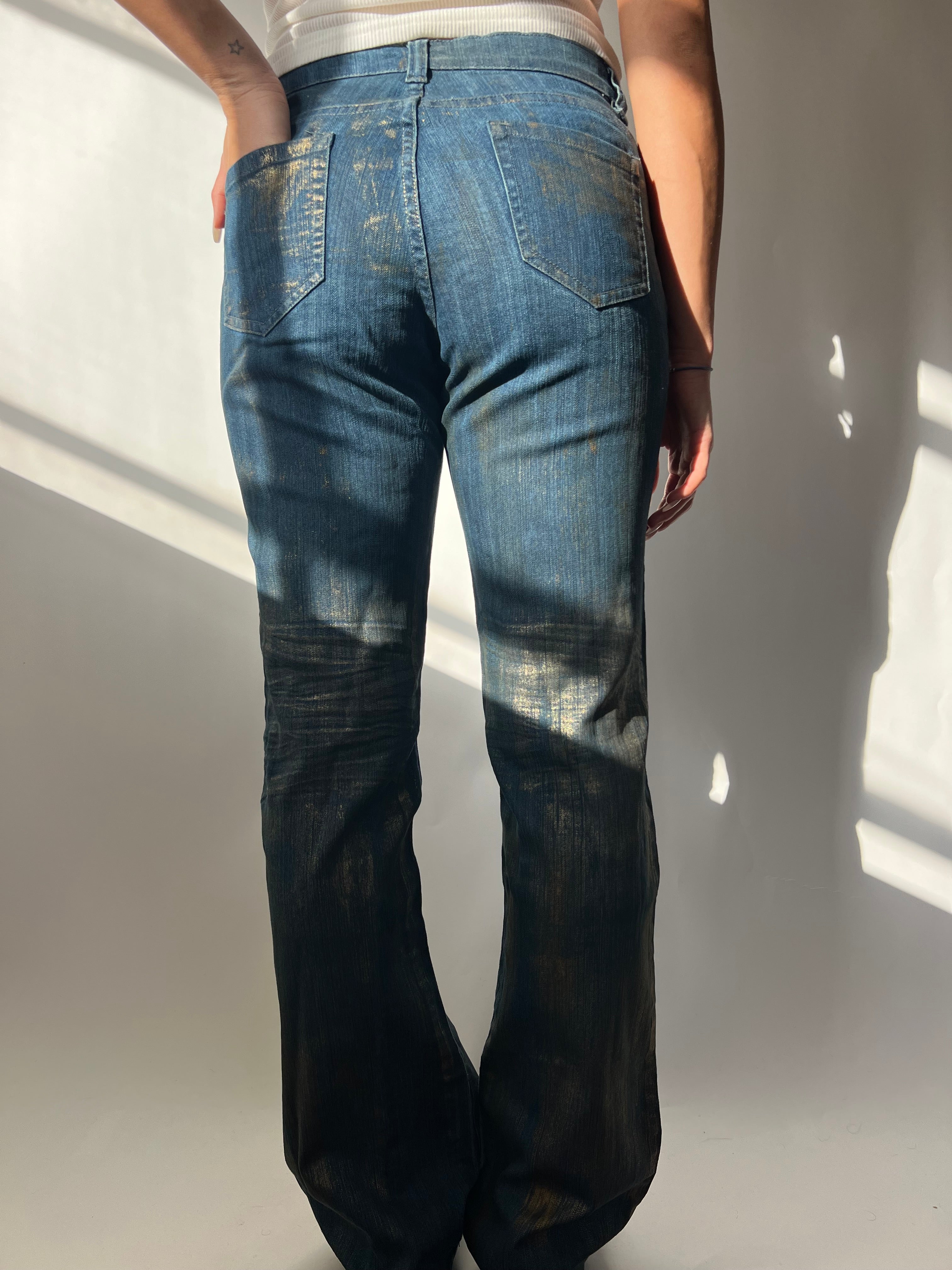 ג׳ינס מתרחב בשילוב צבע זהב (38)