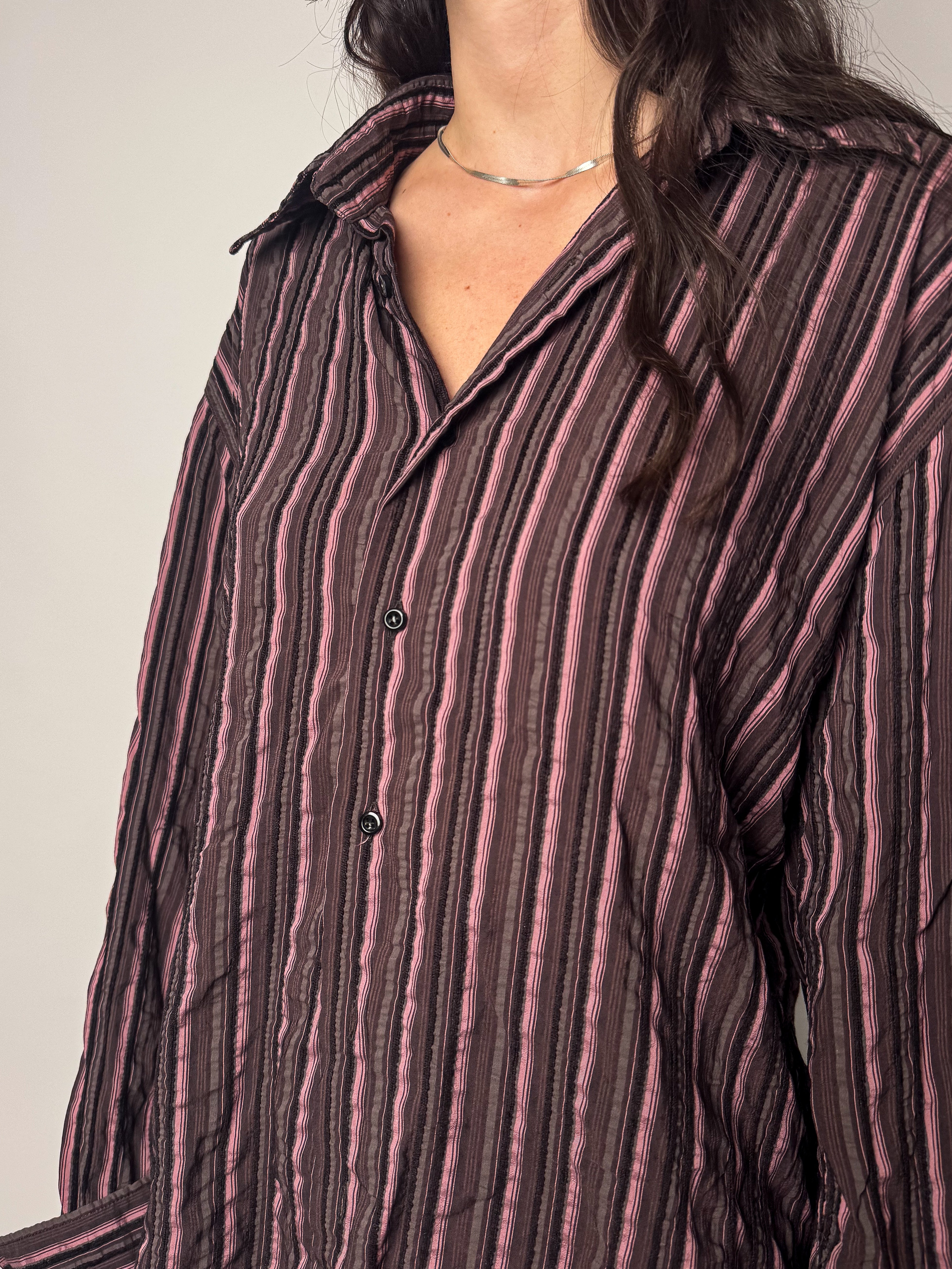 חולצה פסים מכופתרת (L)