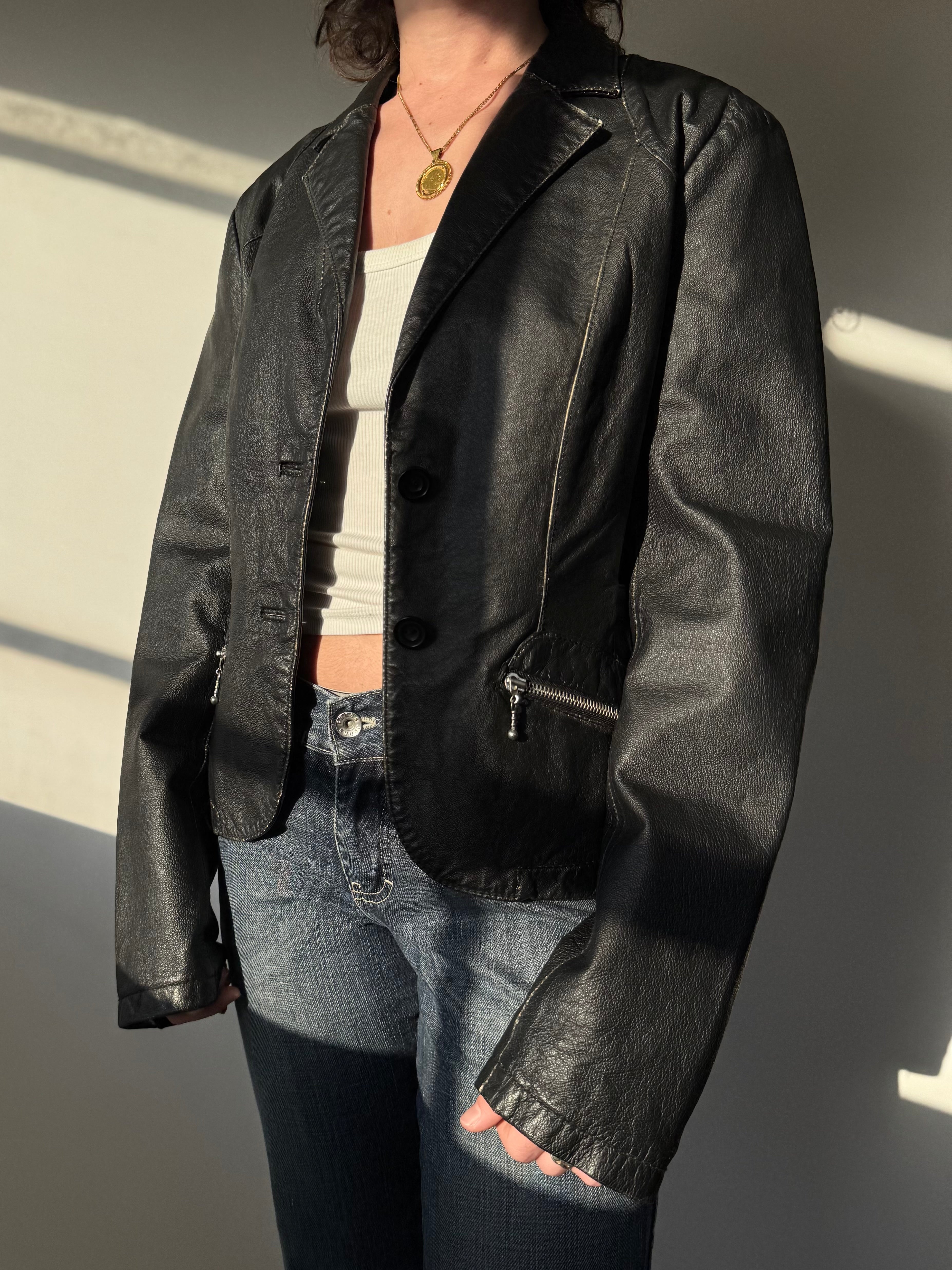 ג׳קט עור בייקר (S)