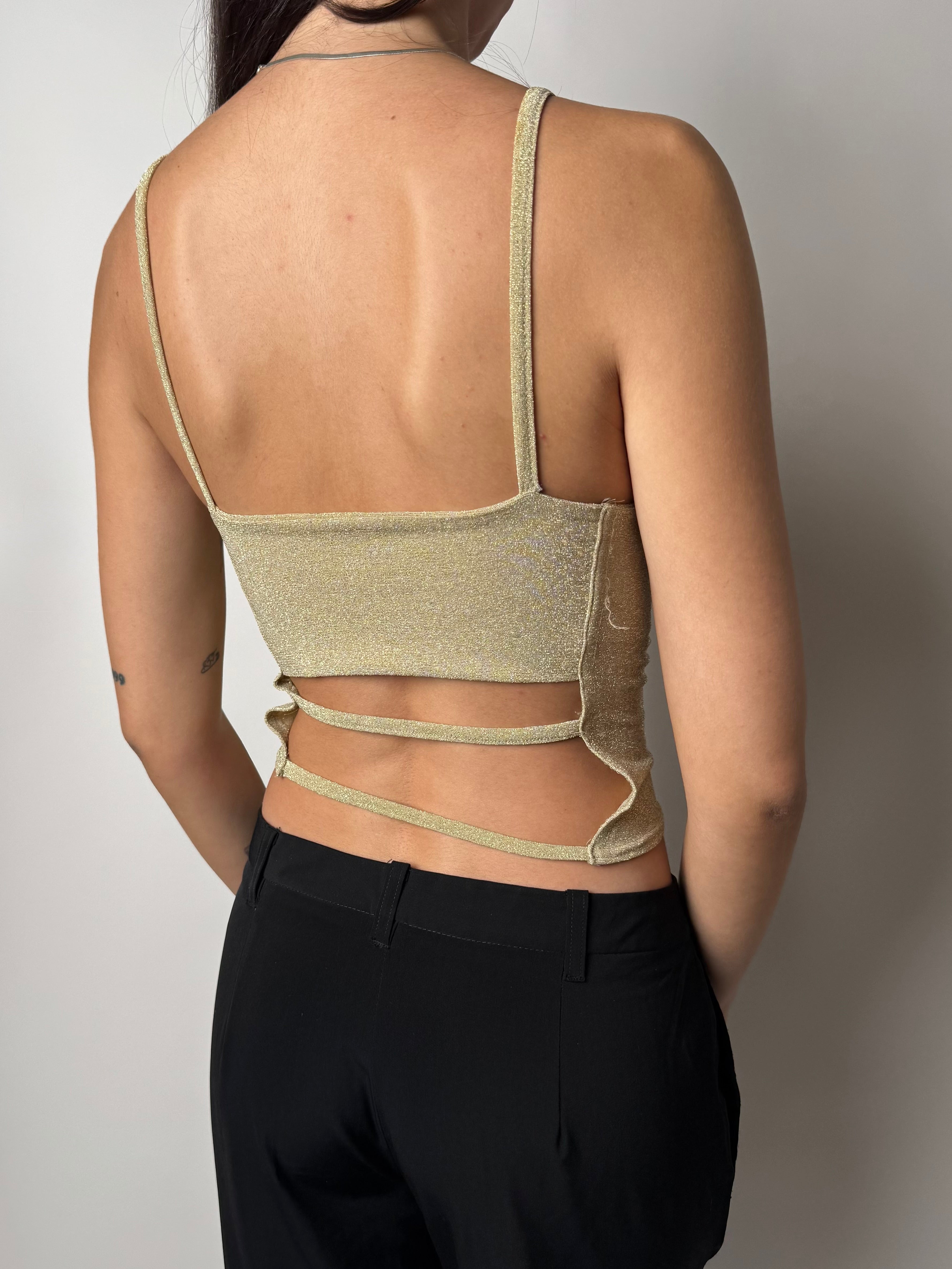 גופיה מנצנצת גב פתוח (XS-S)