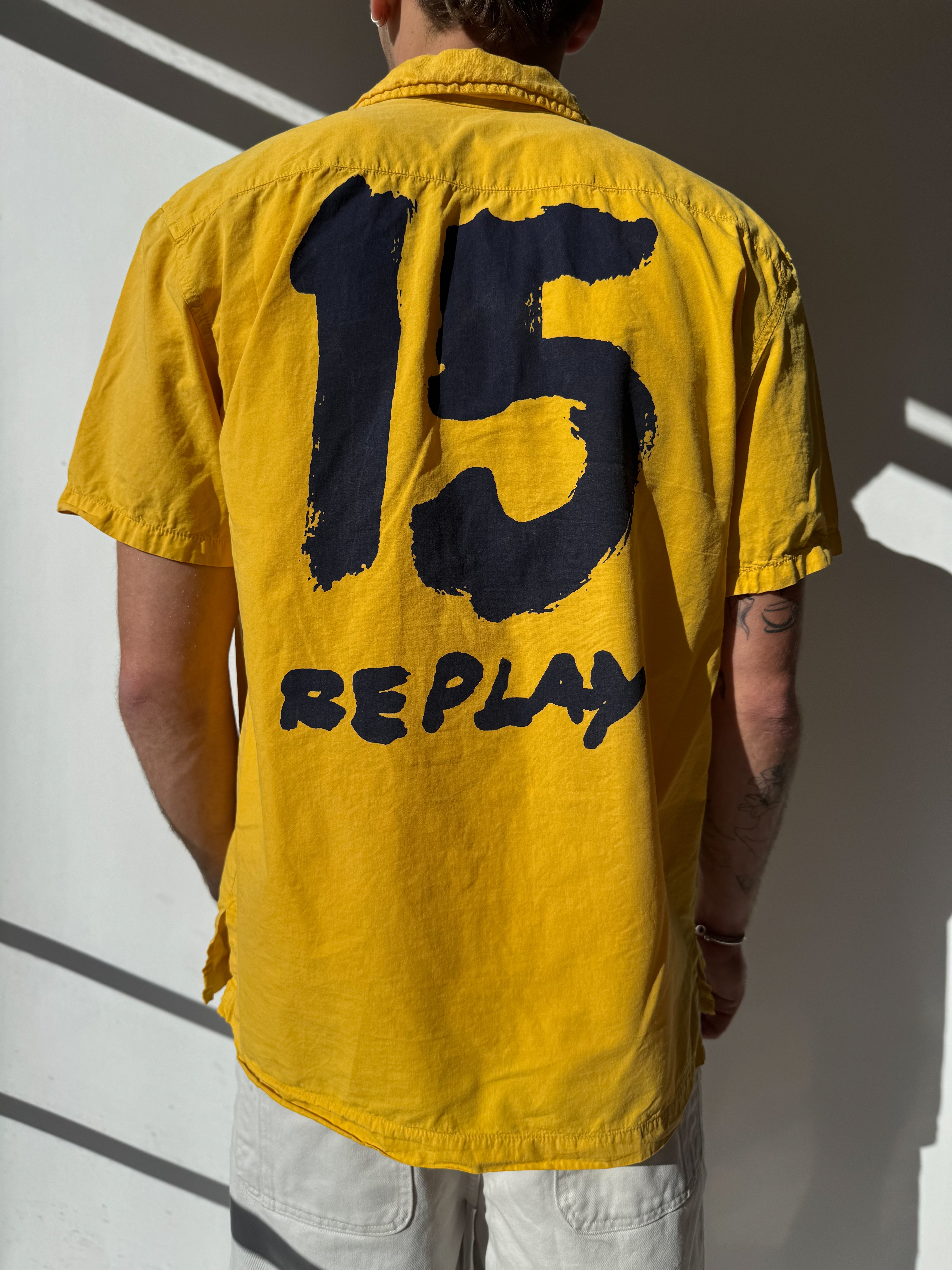 חולצה מכופתרת קצרה וצהובה Replay (M)