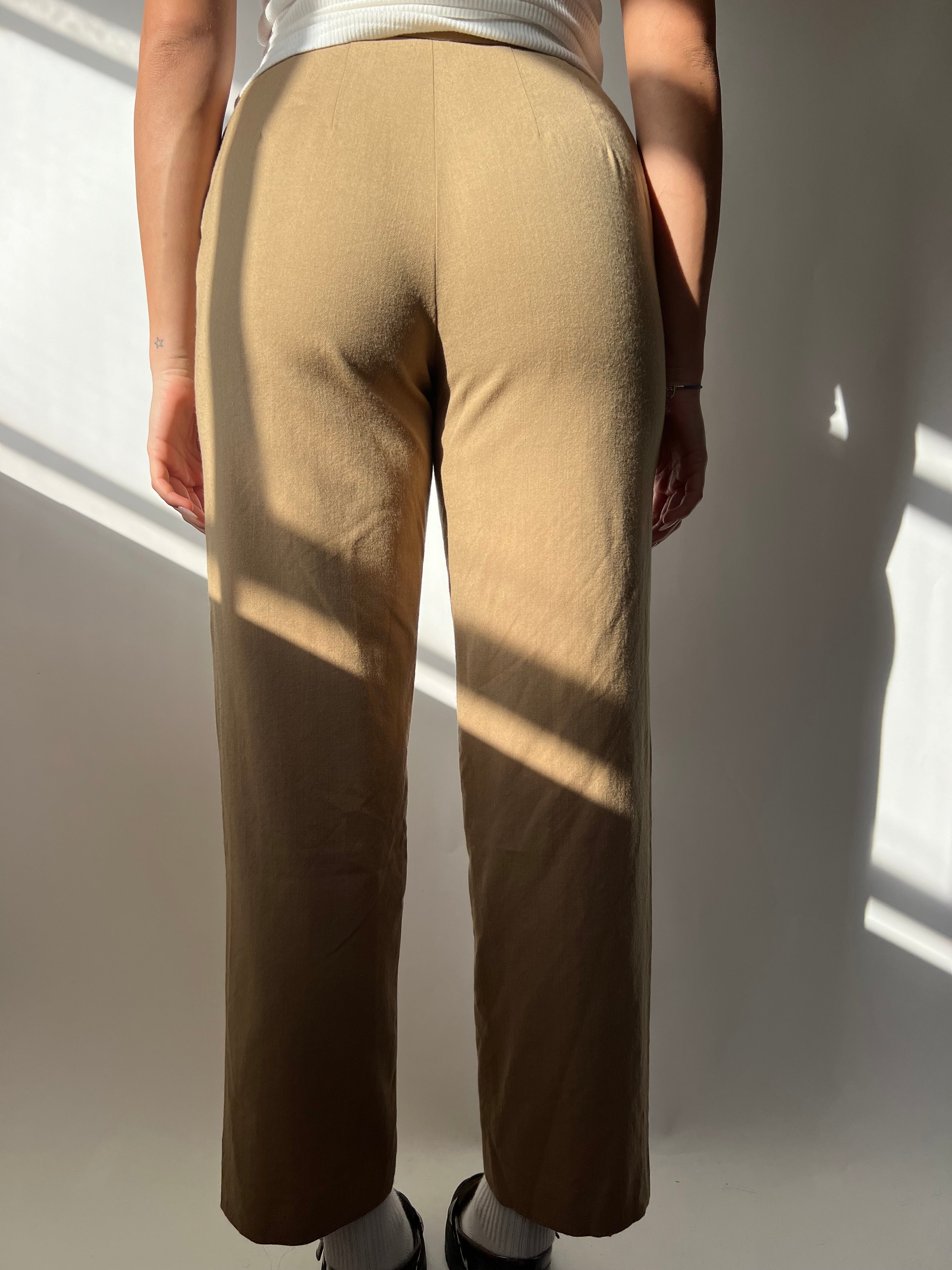 מכנסי צמר בצבע קאמל (36)