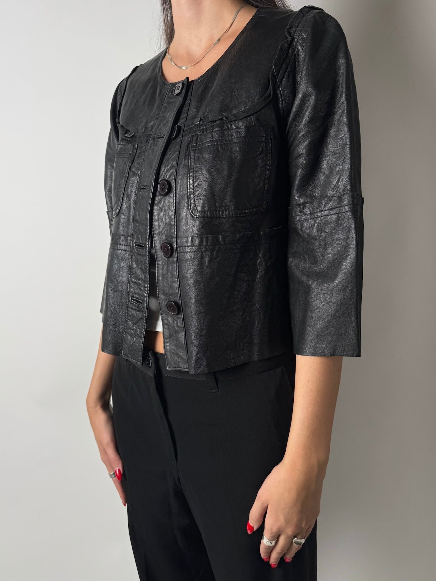 (S) חולצת שרוולי 3/4 מעור