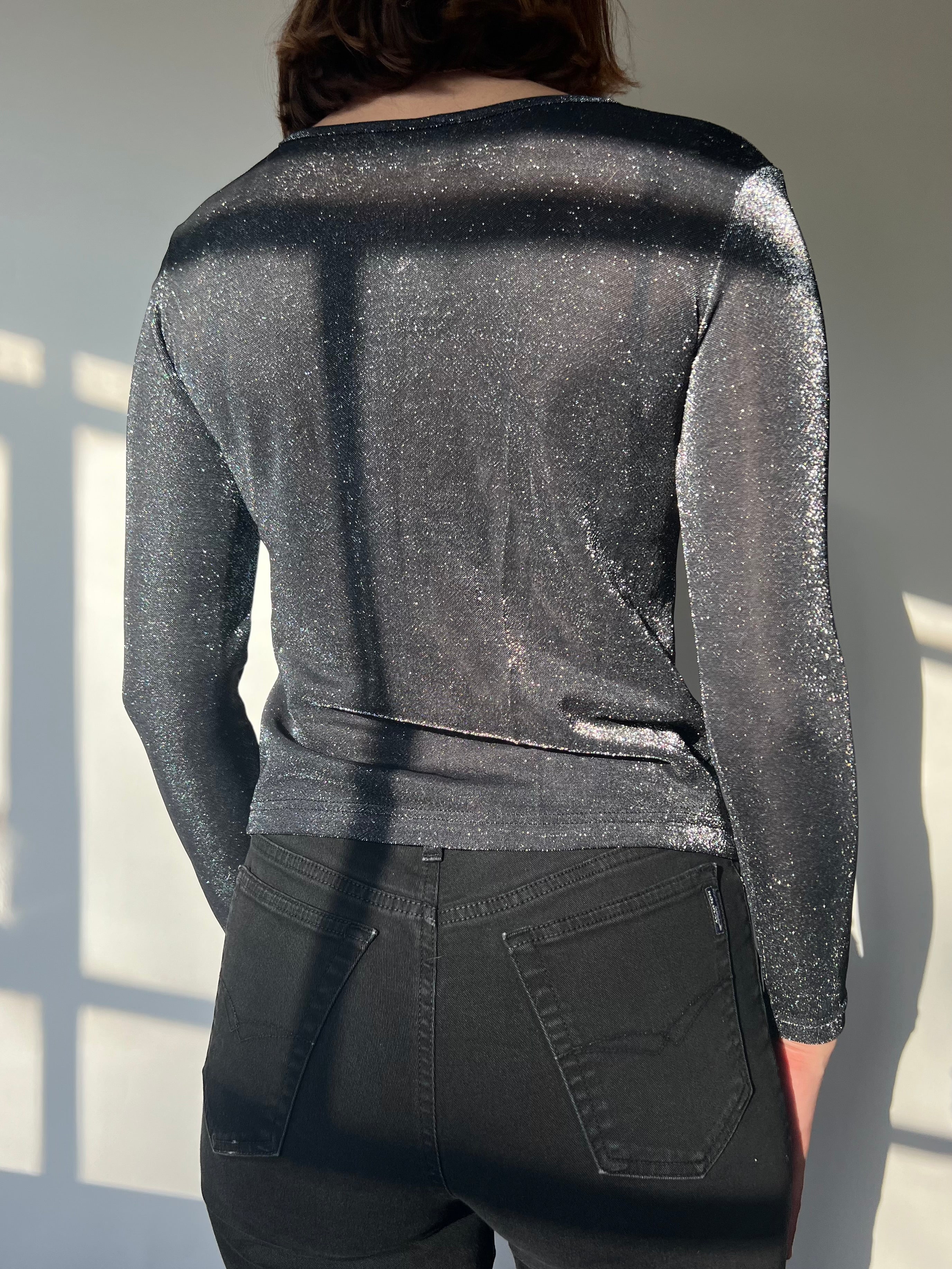 חולצה מכופתרת מנצנצת (S)