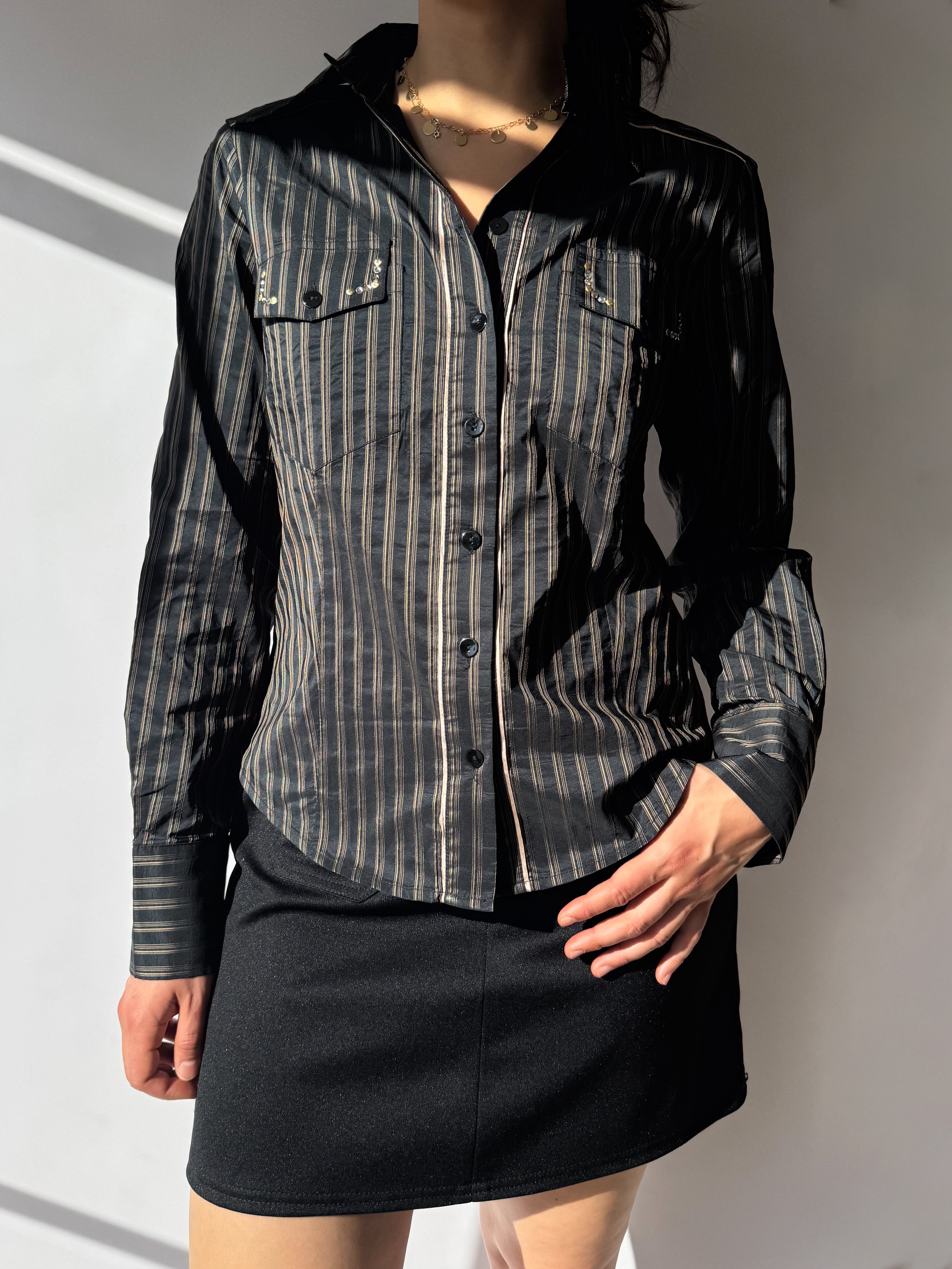 חולצה מכופתרת פסים (M)