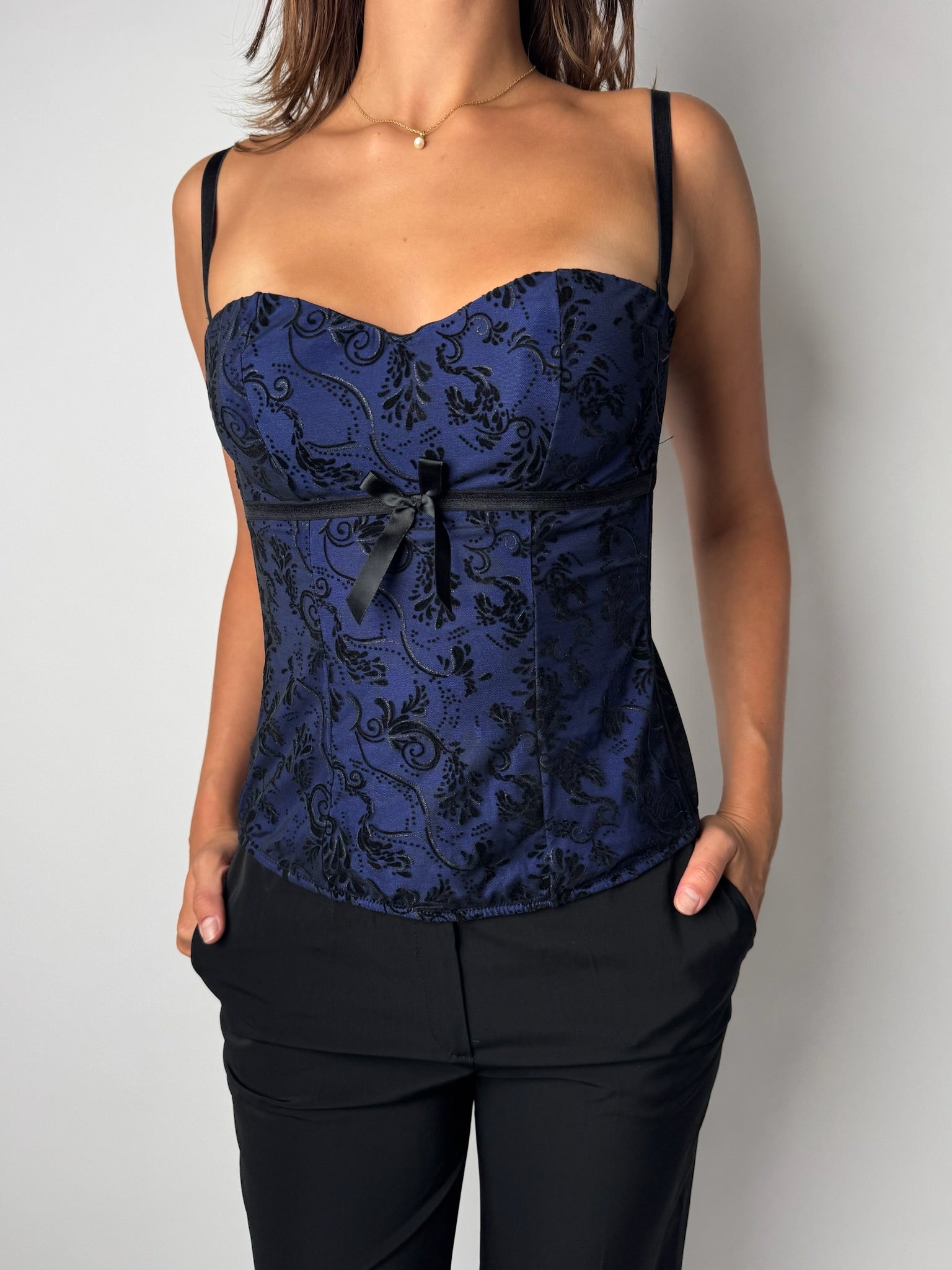 גופיית מחוך בדוגמת פייזלי (S-M)