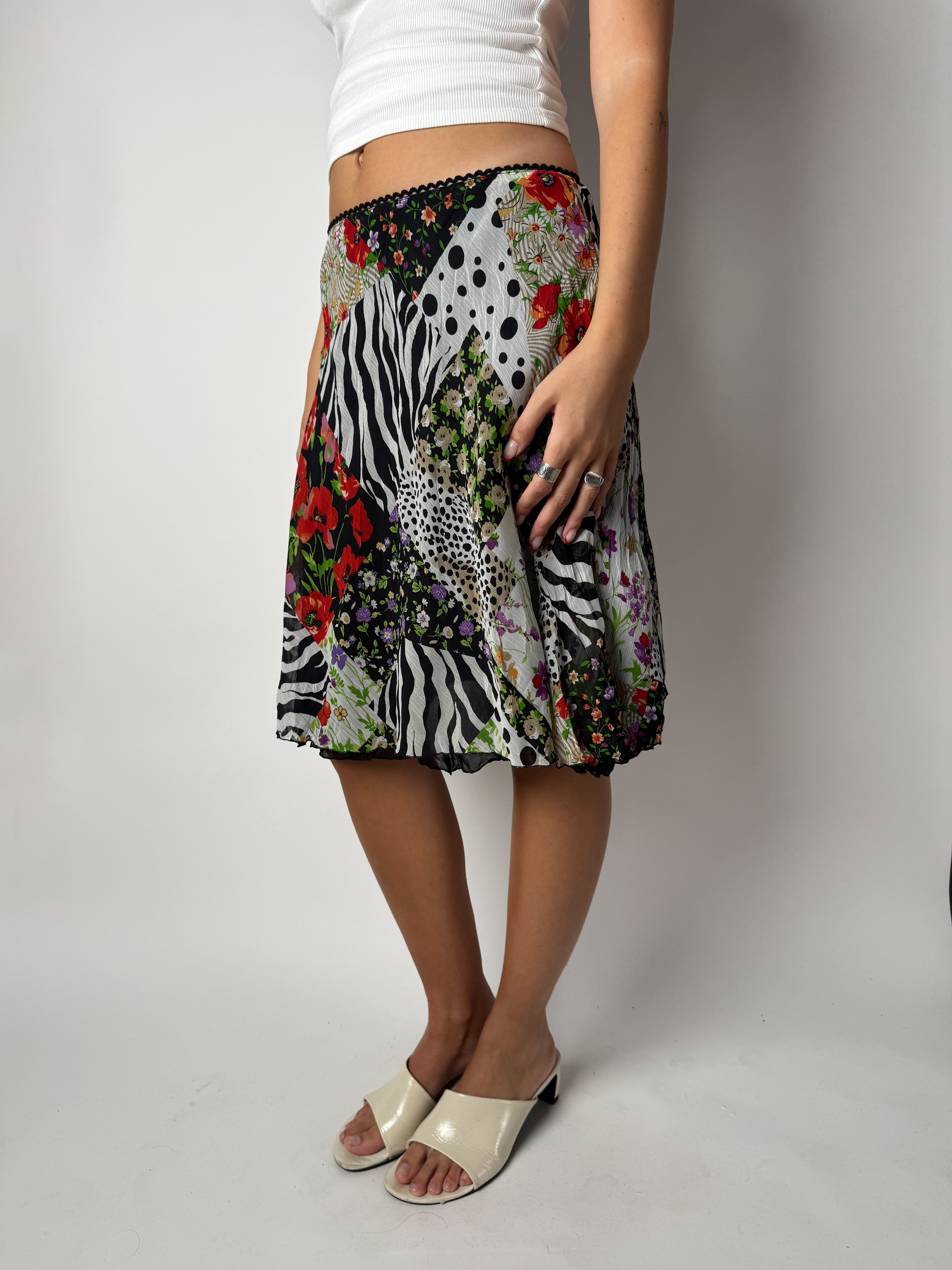 חצאית מידי שיפון בהדפס (36)