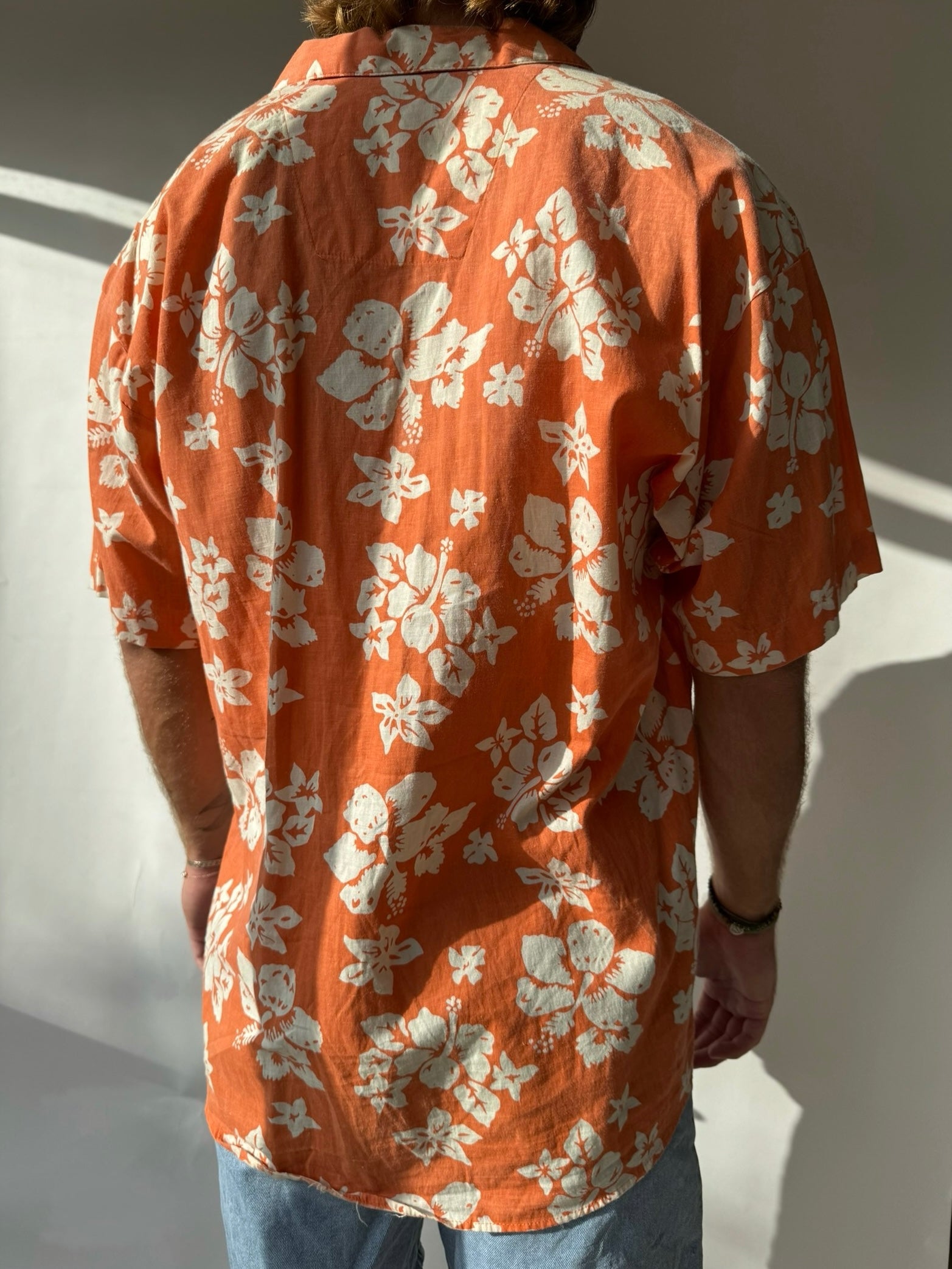 חולצת הוואי מכופתרת כתומה (L)