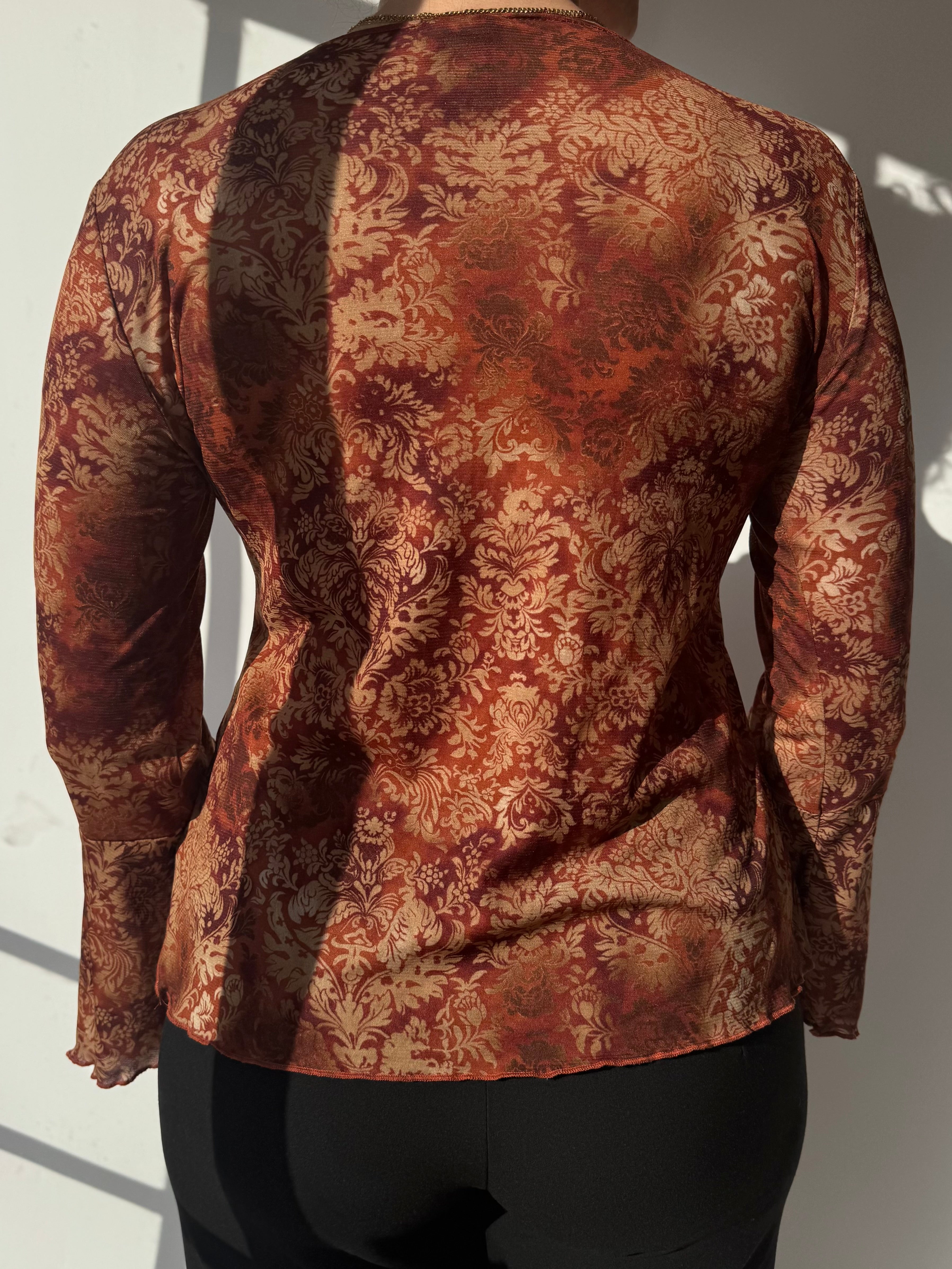 חולצת פייזלי שרוולים מתרחבים (L)