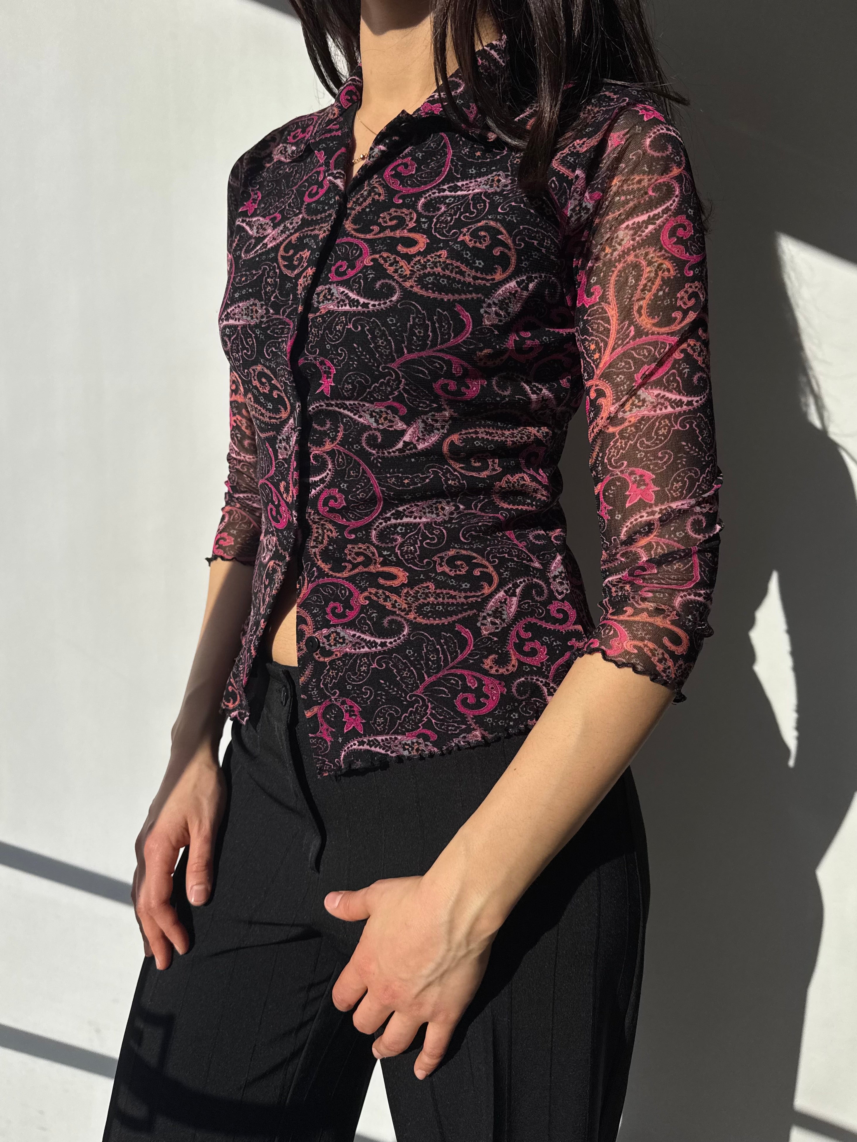 חולצת מש פייזלי מכופתרת (S)