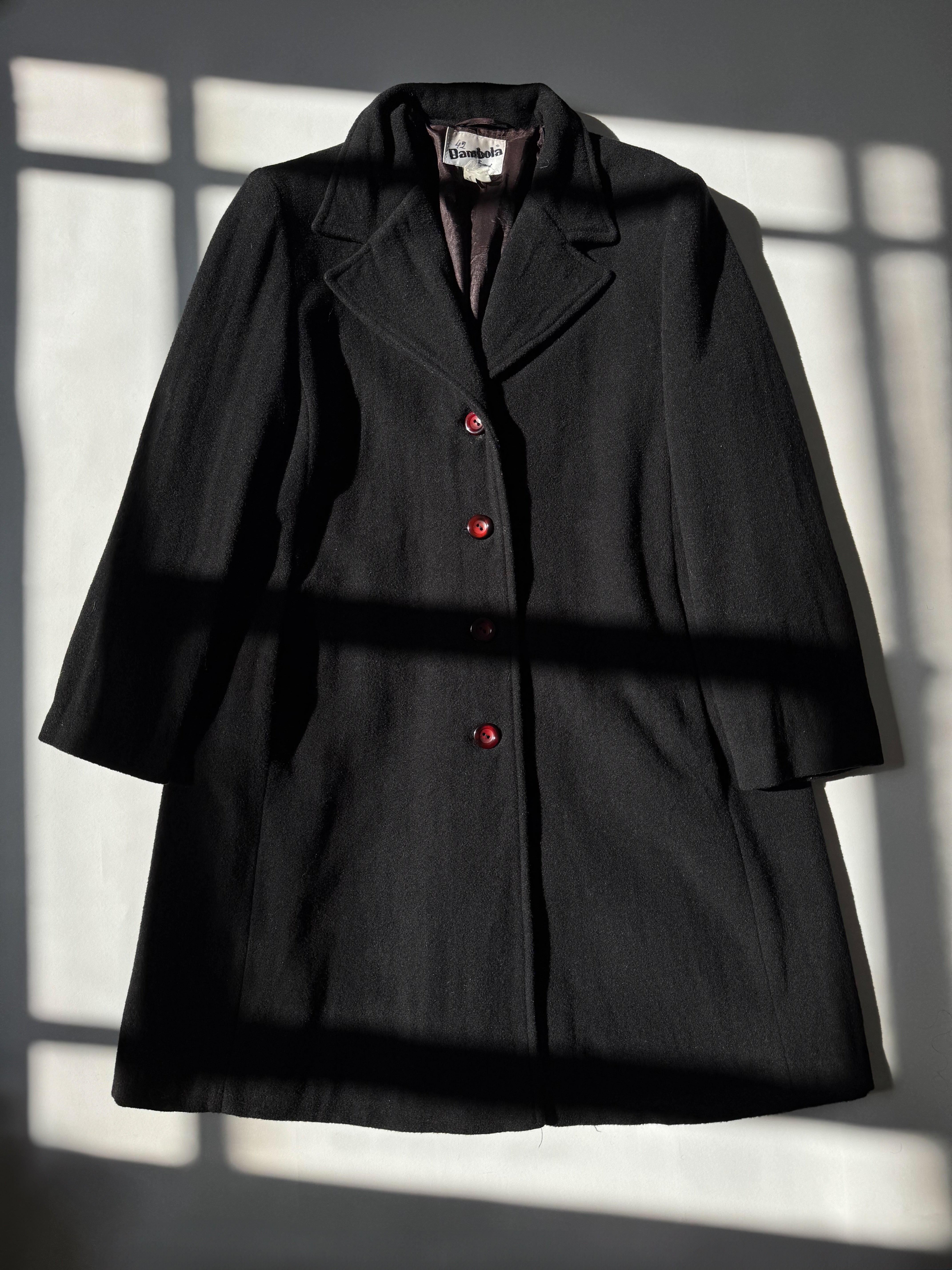 מעיל צמר ארוך שחור (L)