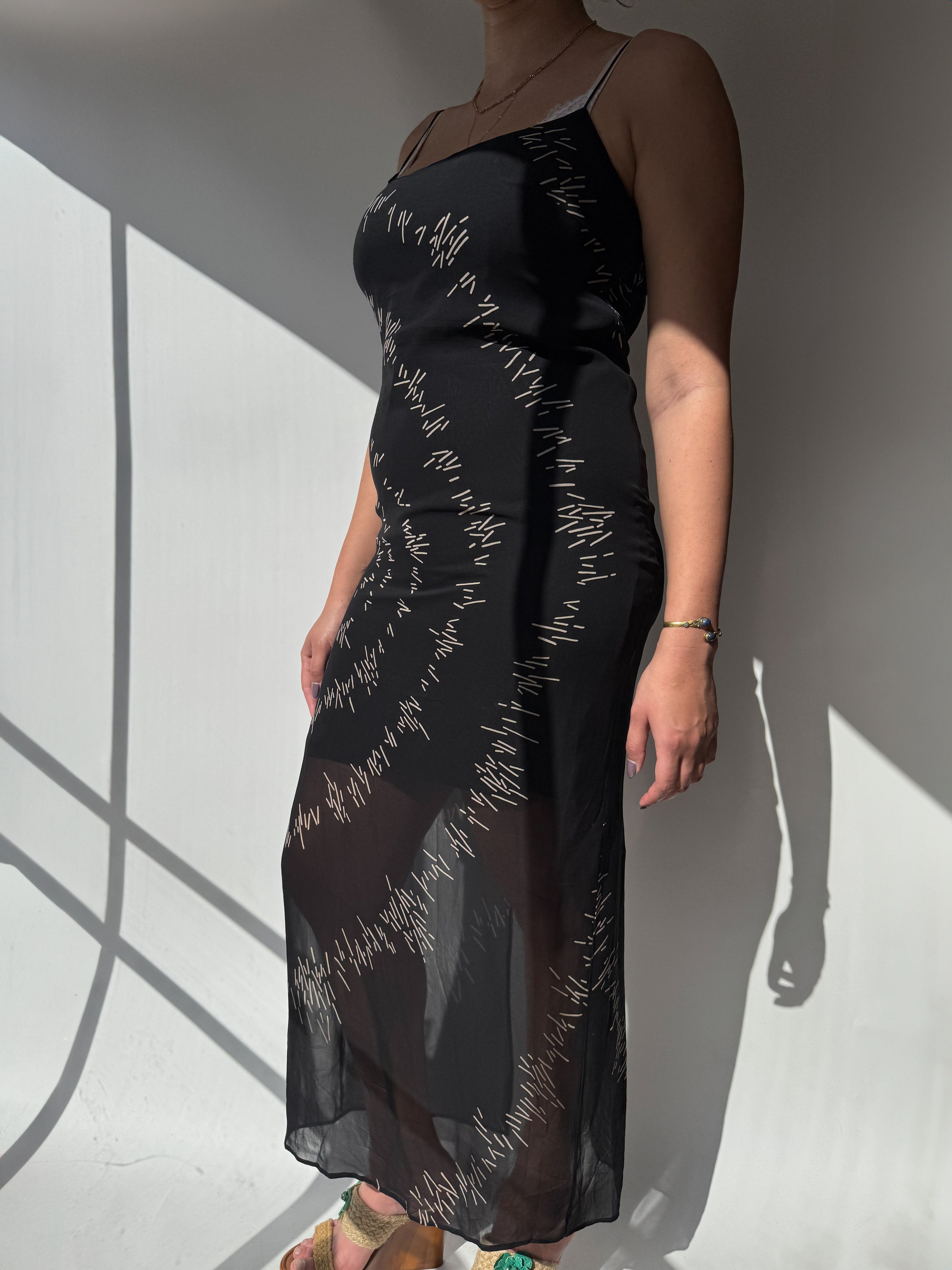 שמלת משי בהדפס (M-L)