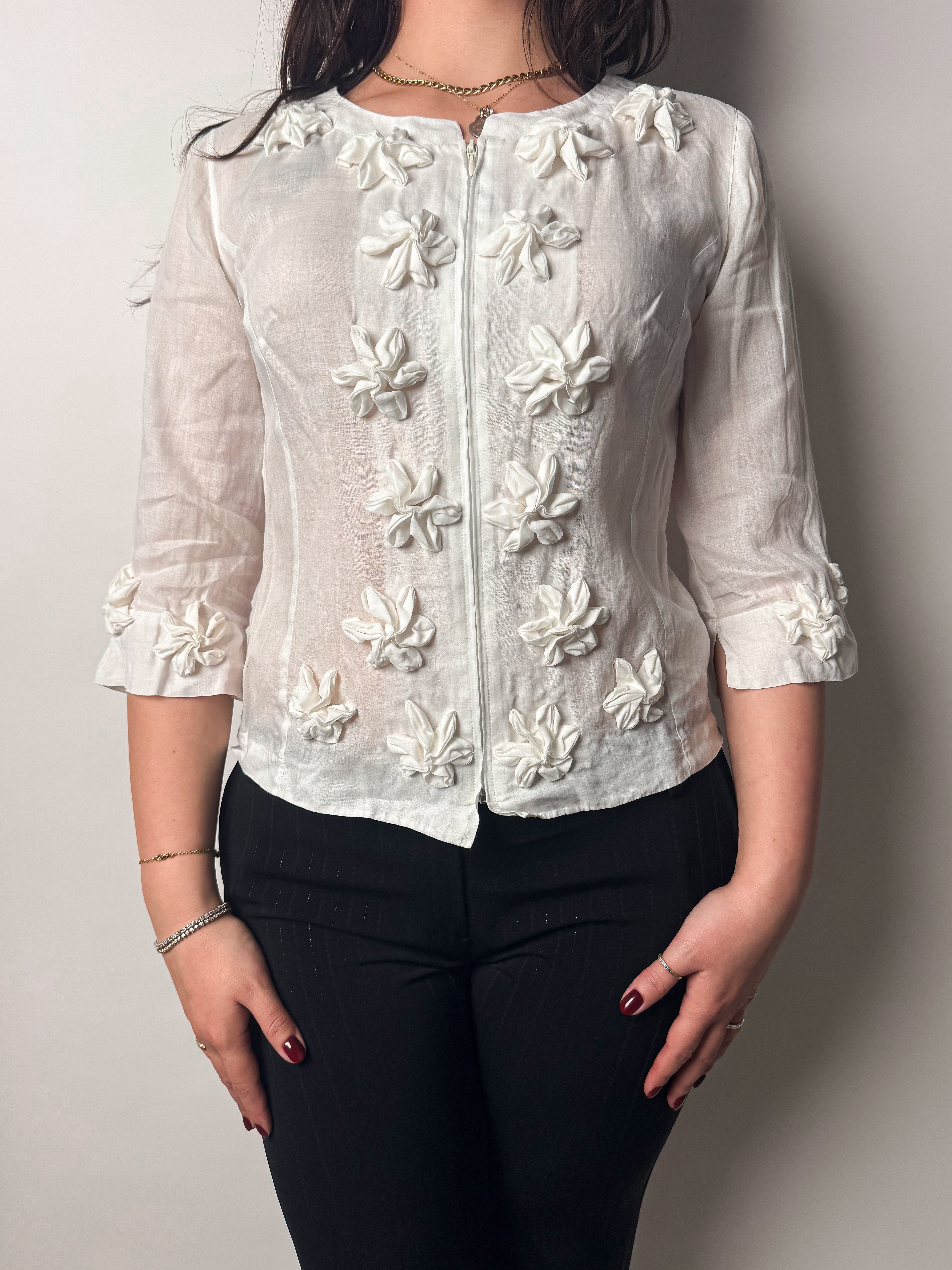 חולצת חג בשילוב פרחים (M)