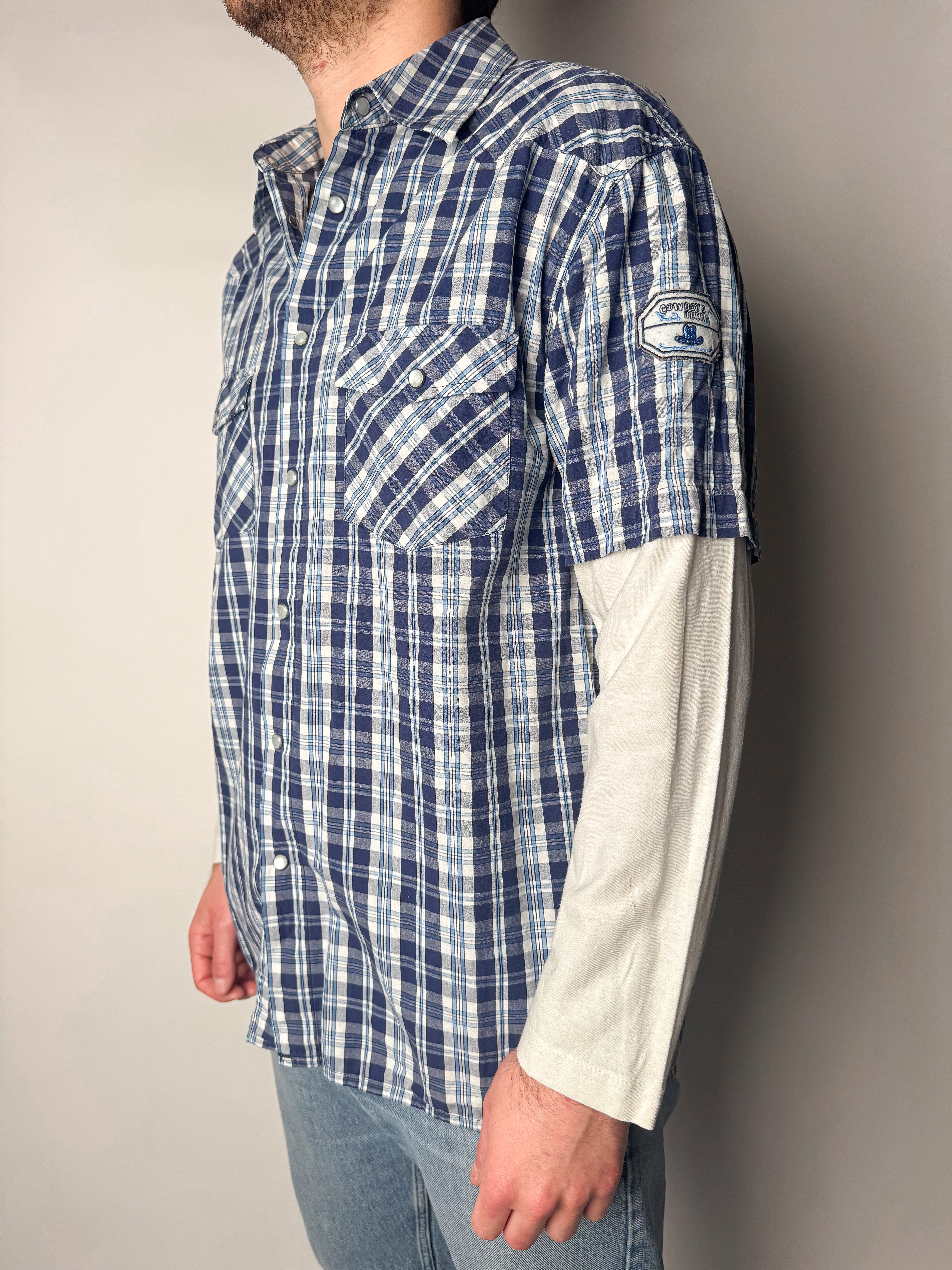 חולצה מכופתרת כפולה משבצות (XL)