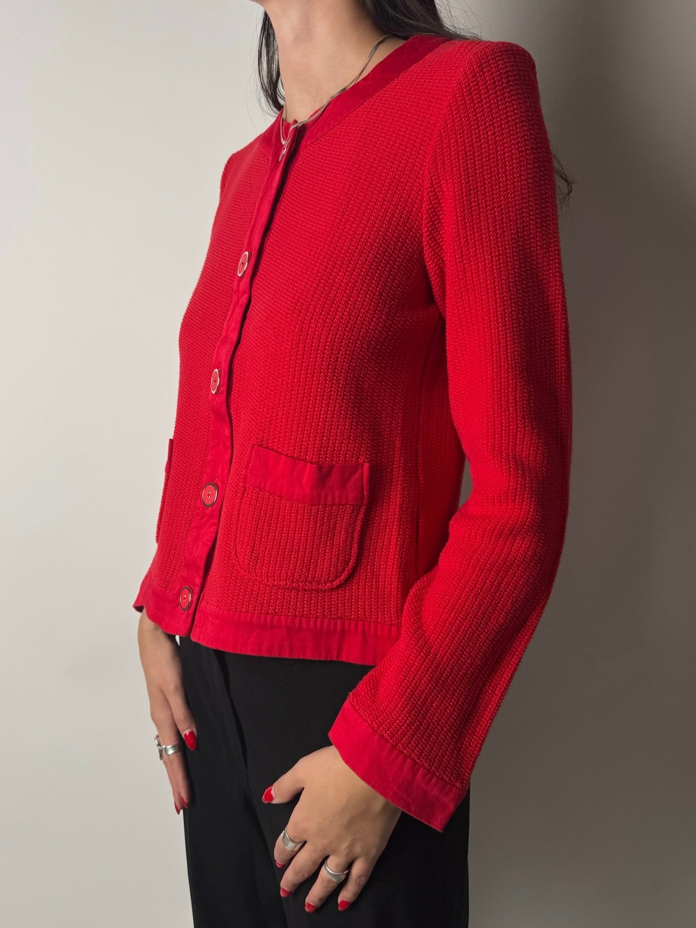 קרדיגן אדום סרוג (M)