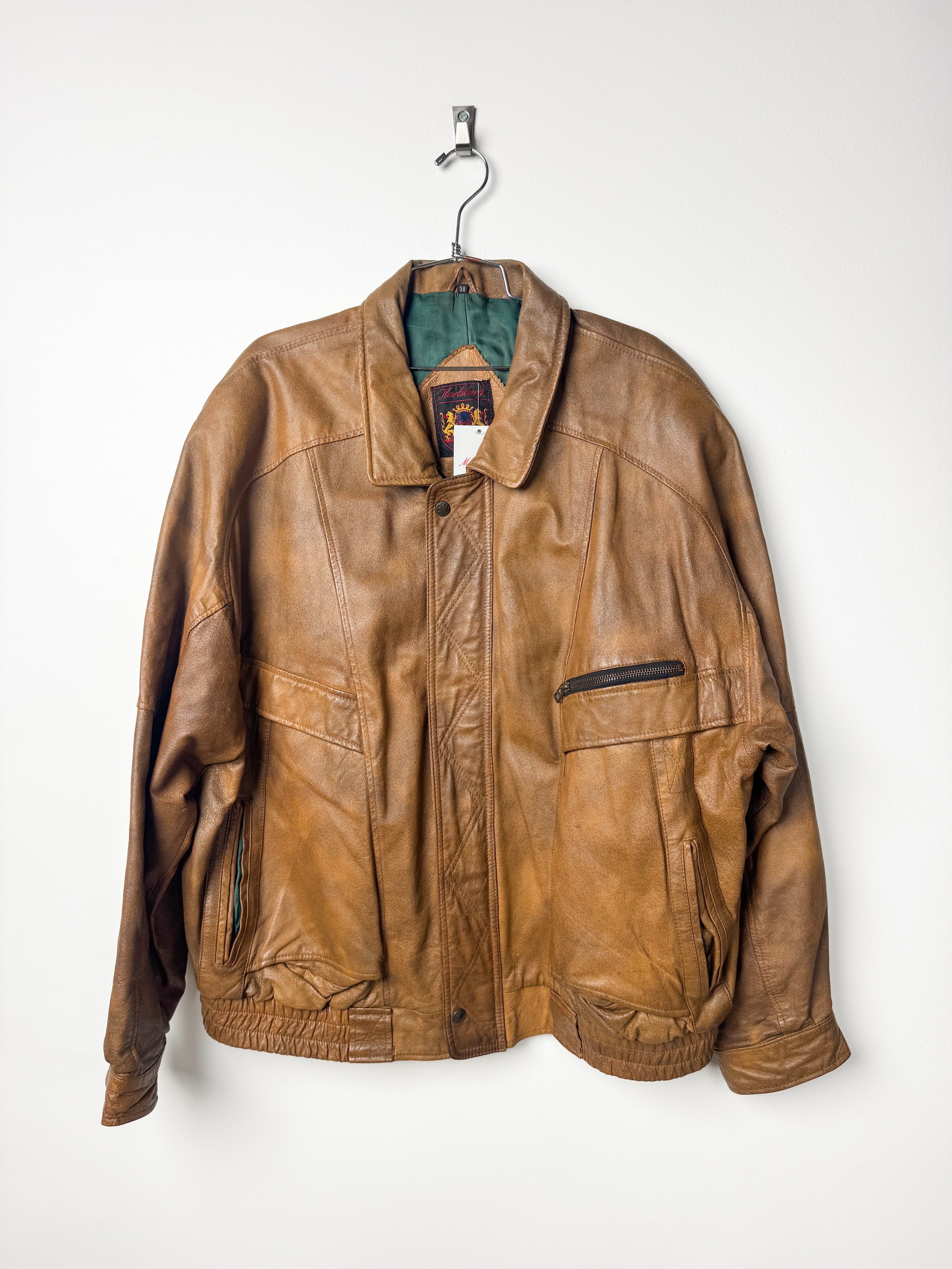 מעיל טייסים עור חום (XXL)