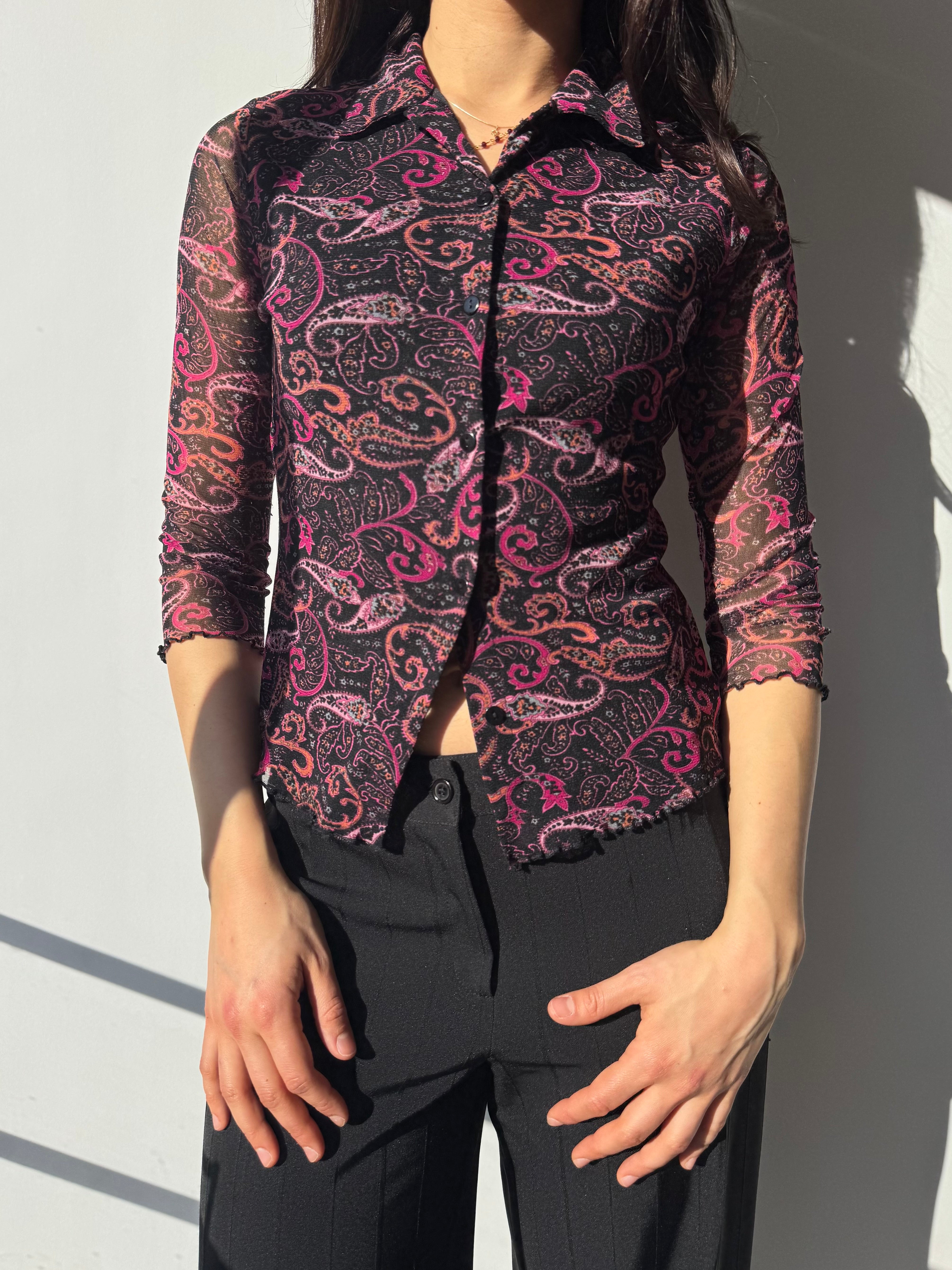 חולצת מש פייזלי מכופתרת (S)