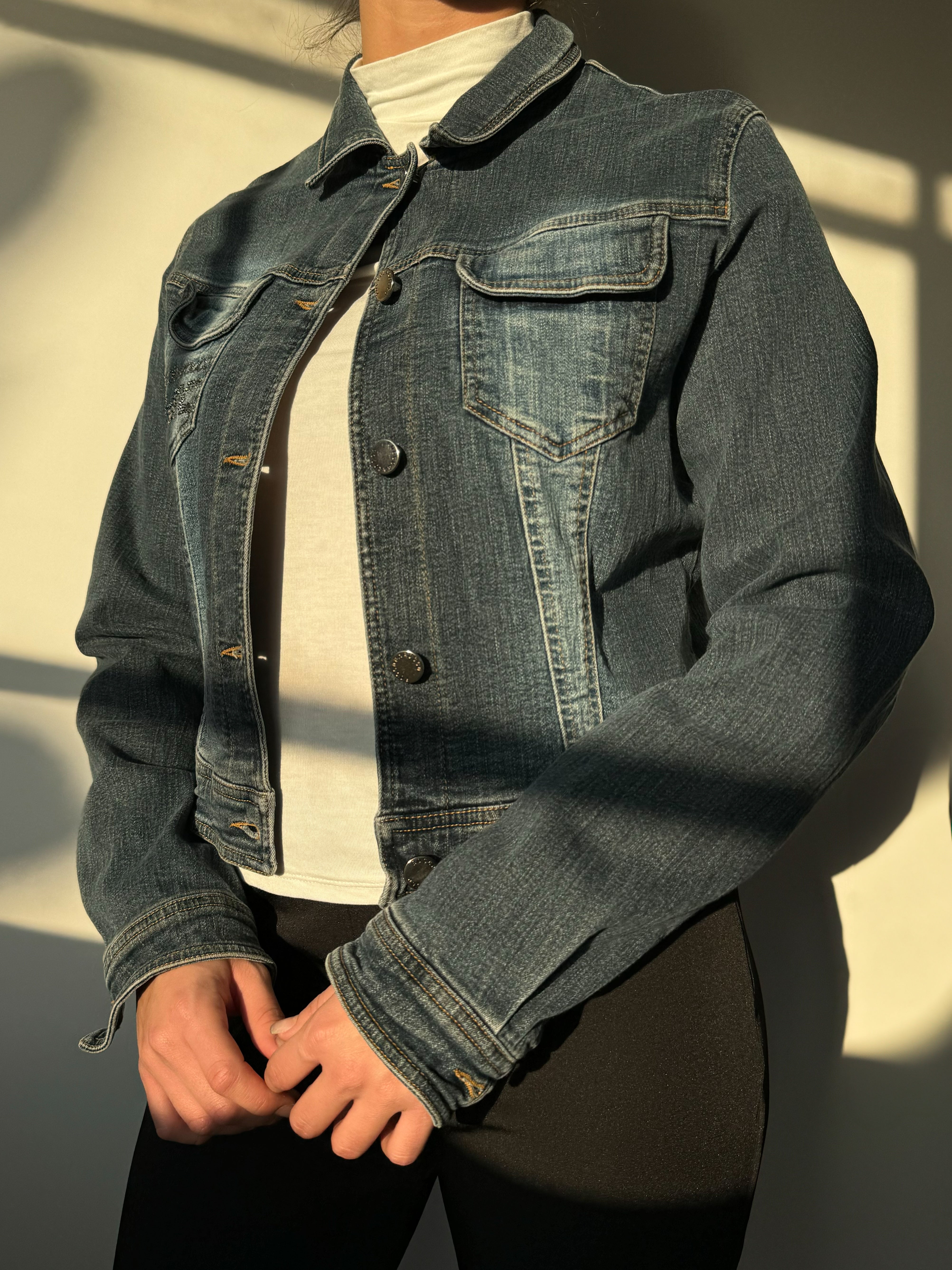 ג׳קט ג׳ינס בשילוב יהלומים Roccobarocco (M)