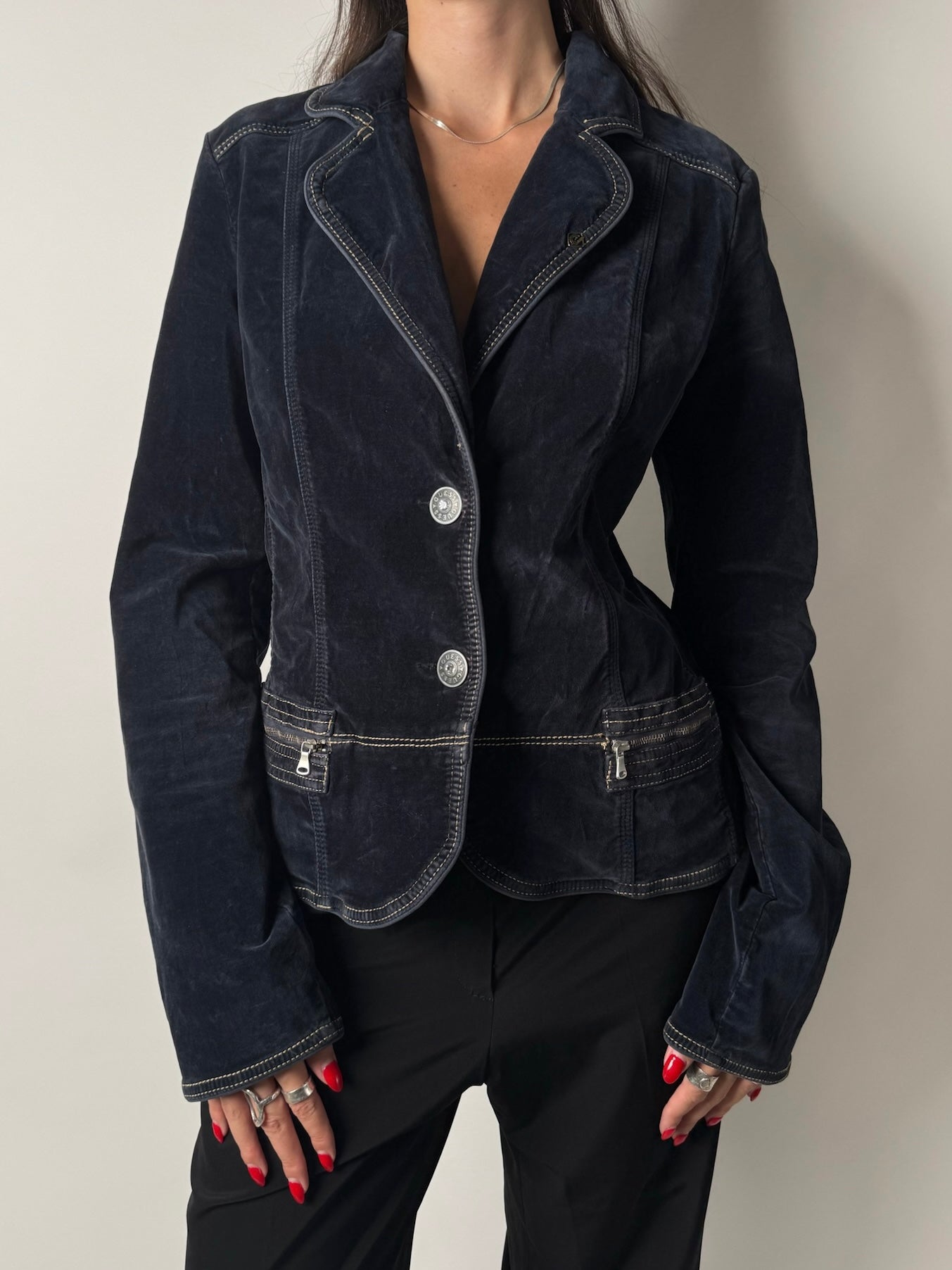 בלייזר קטיפה כחול כהה GUESS (M)