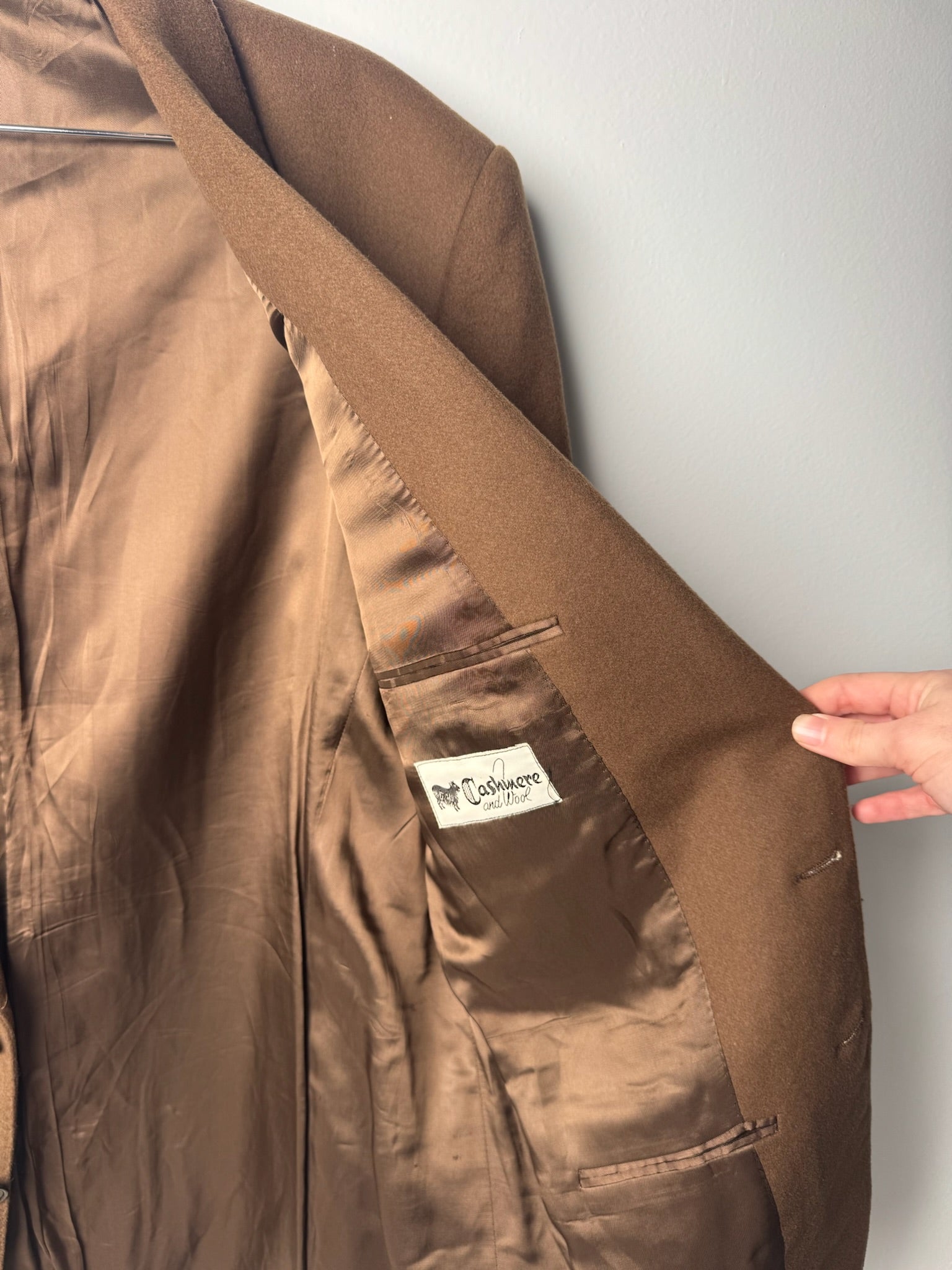 בלייזר חום קשמיר וצמר Pierre Cardin (XL)