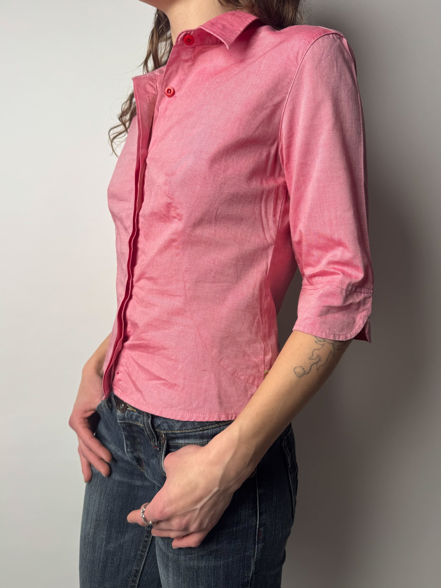 חולצה מכופתרת ורודה (S)