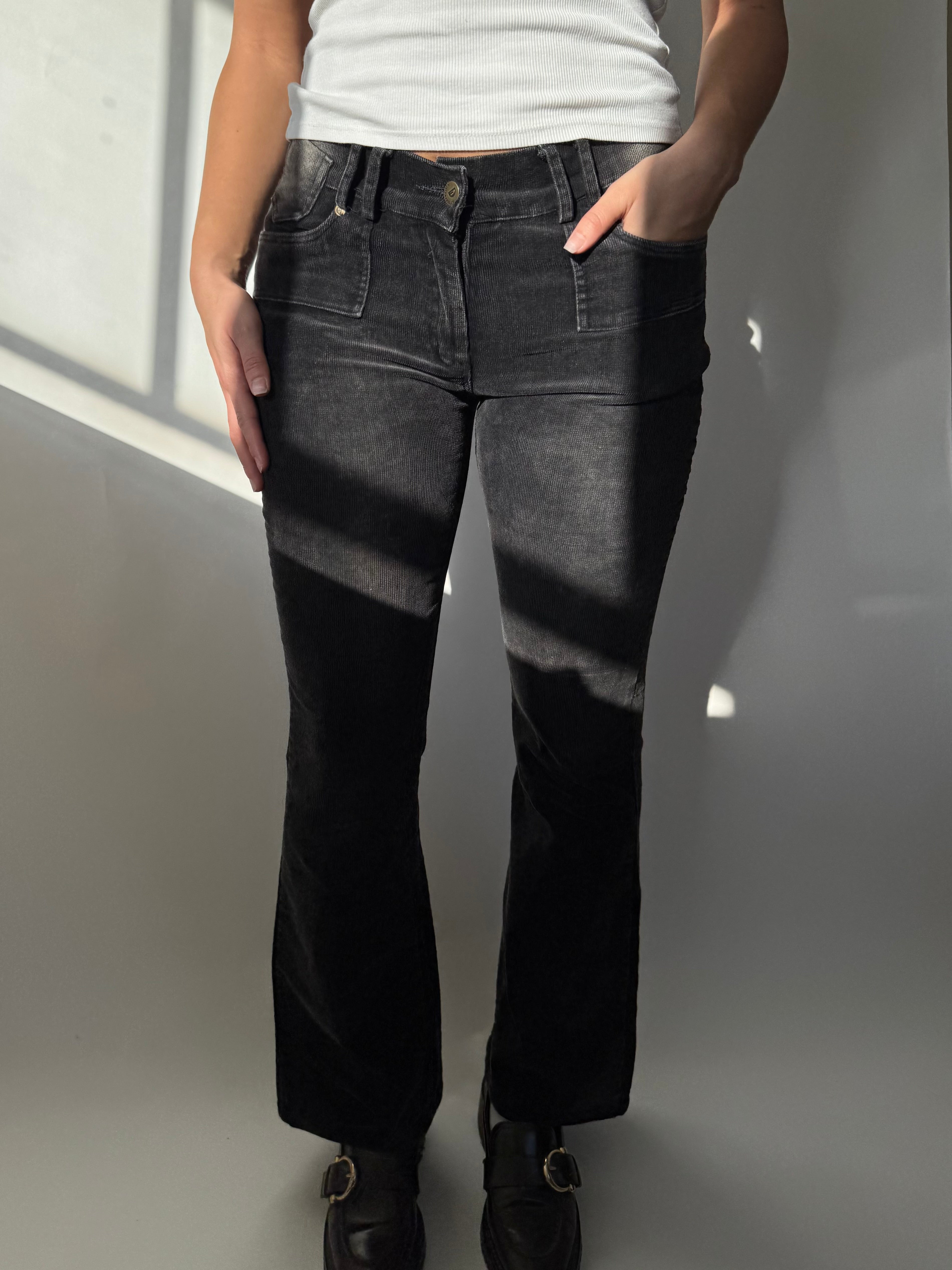 מכנסי קורדרוי בגזרה נמוכה (38)