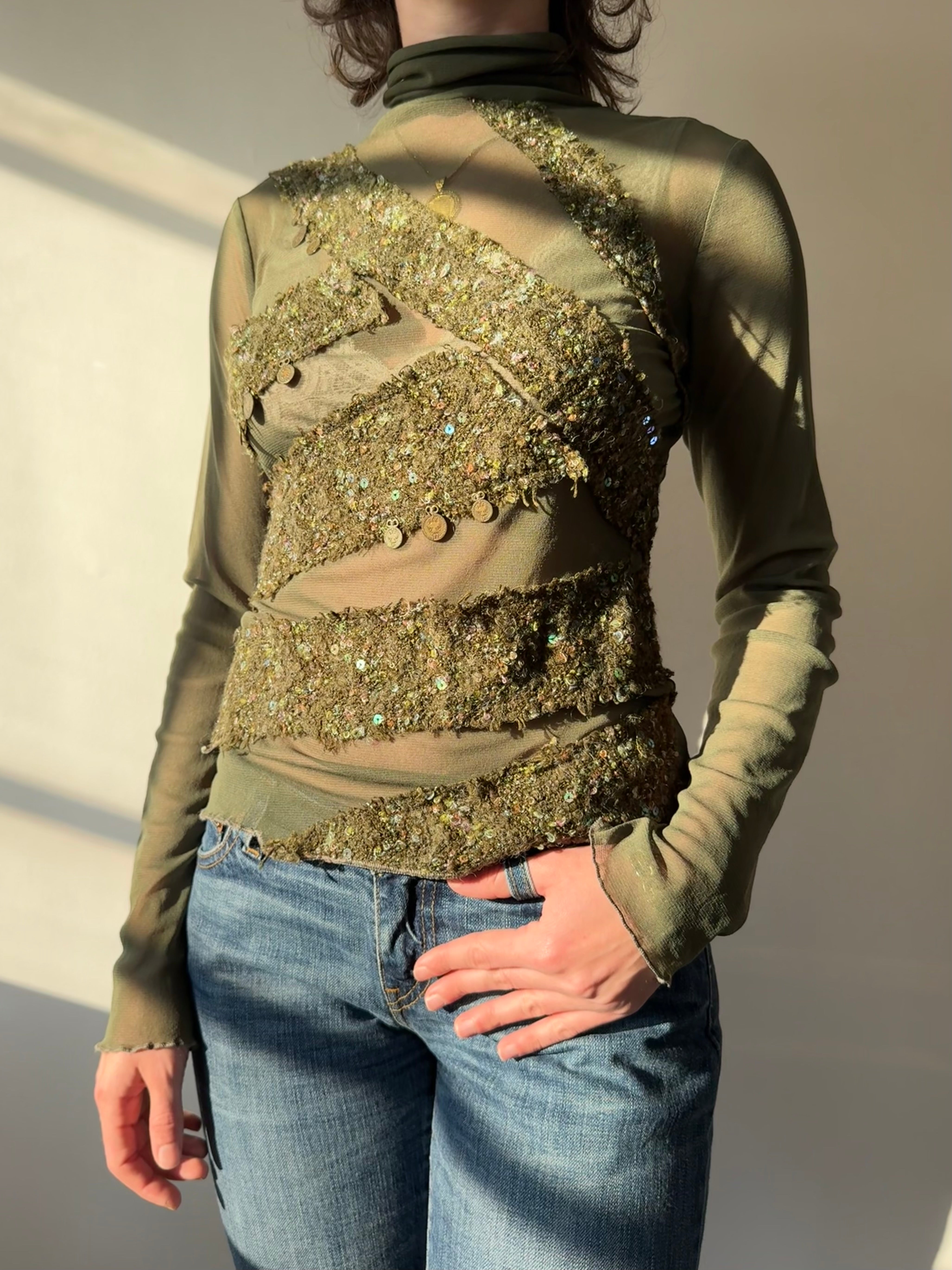 חולצת גולף מש בשילוב פייטים (S)