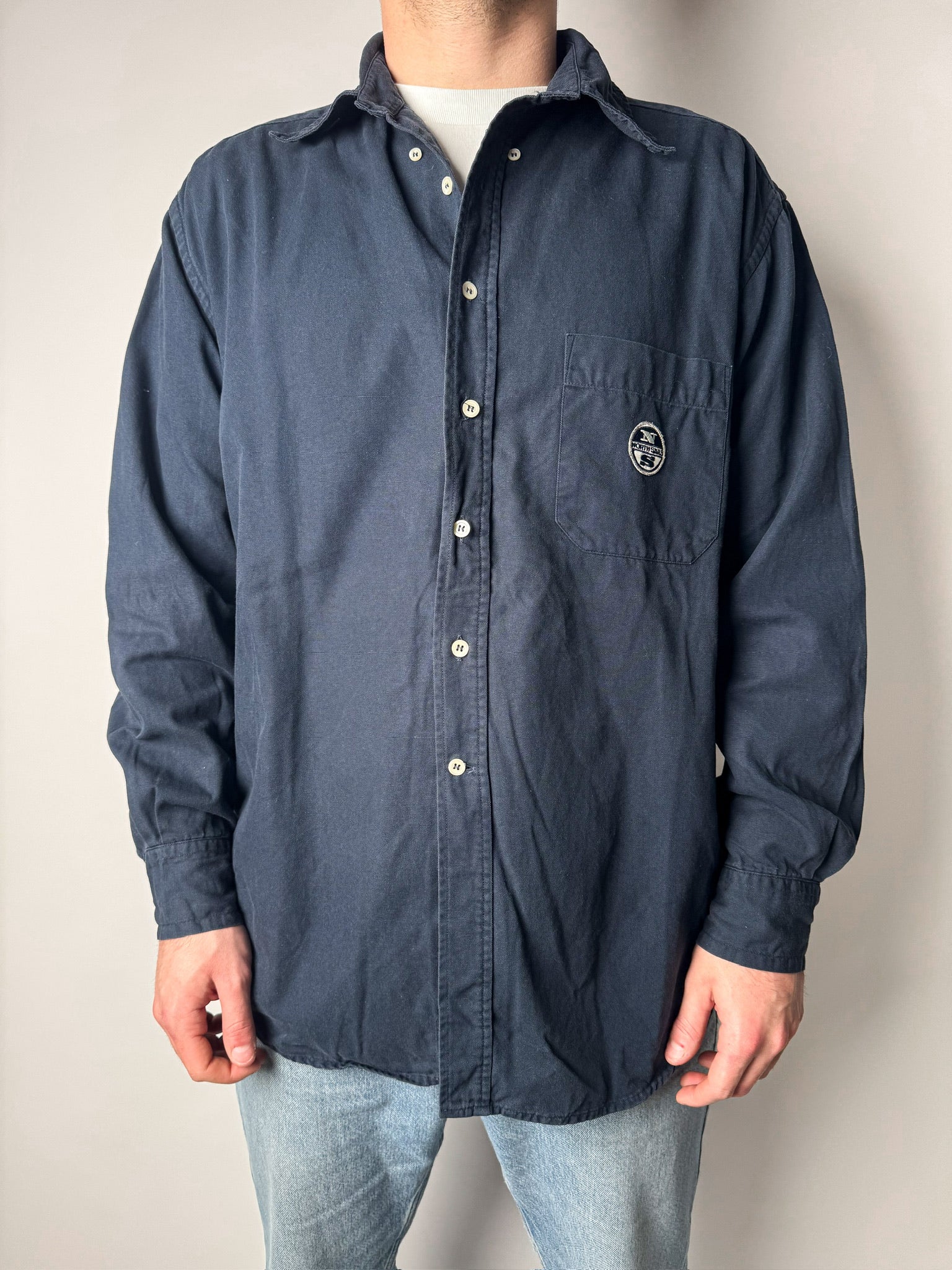 (XL) חולצה מכופתרת כחולה North Sails