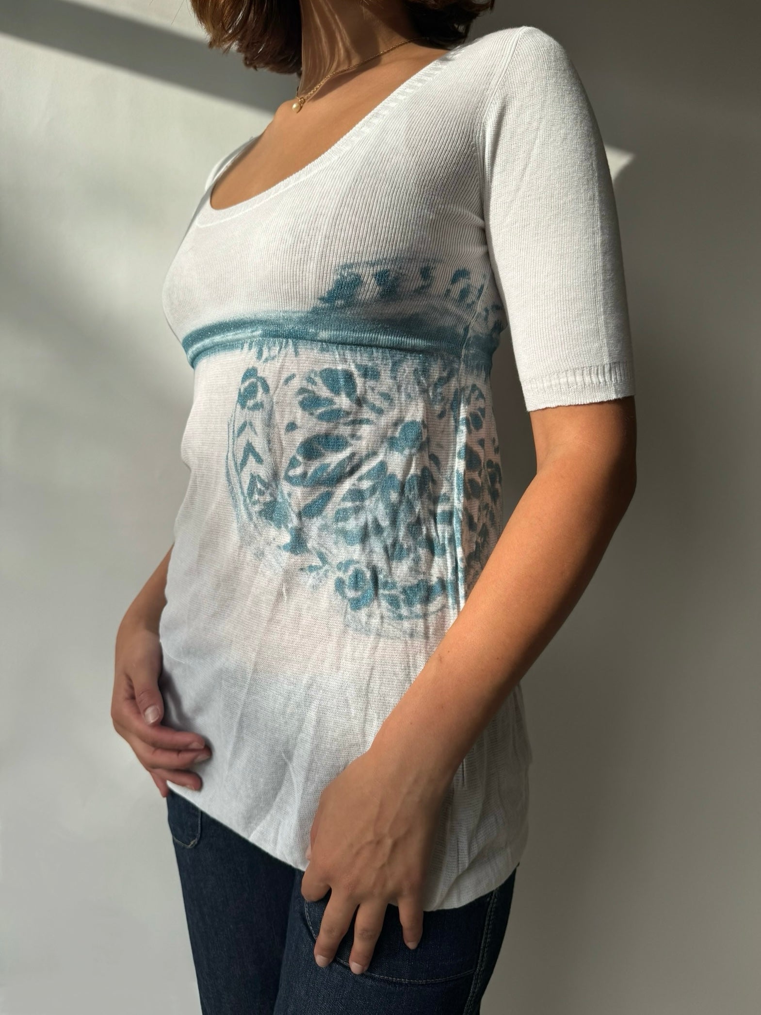 טוניקה לבנה עם הדפס (M)