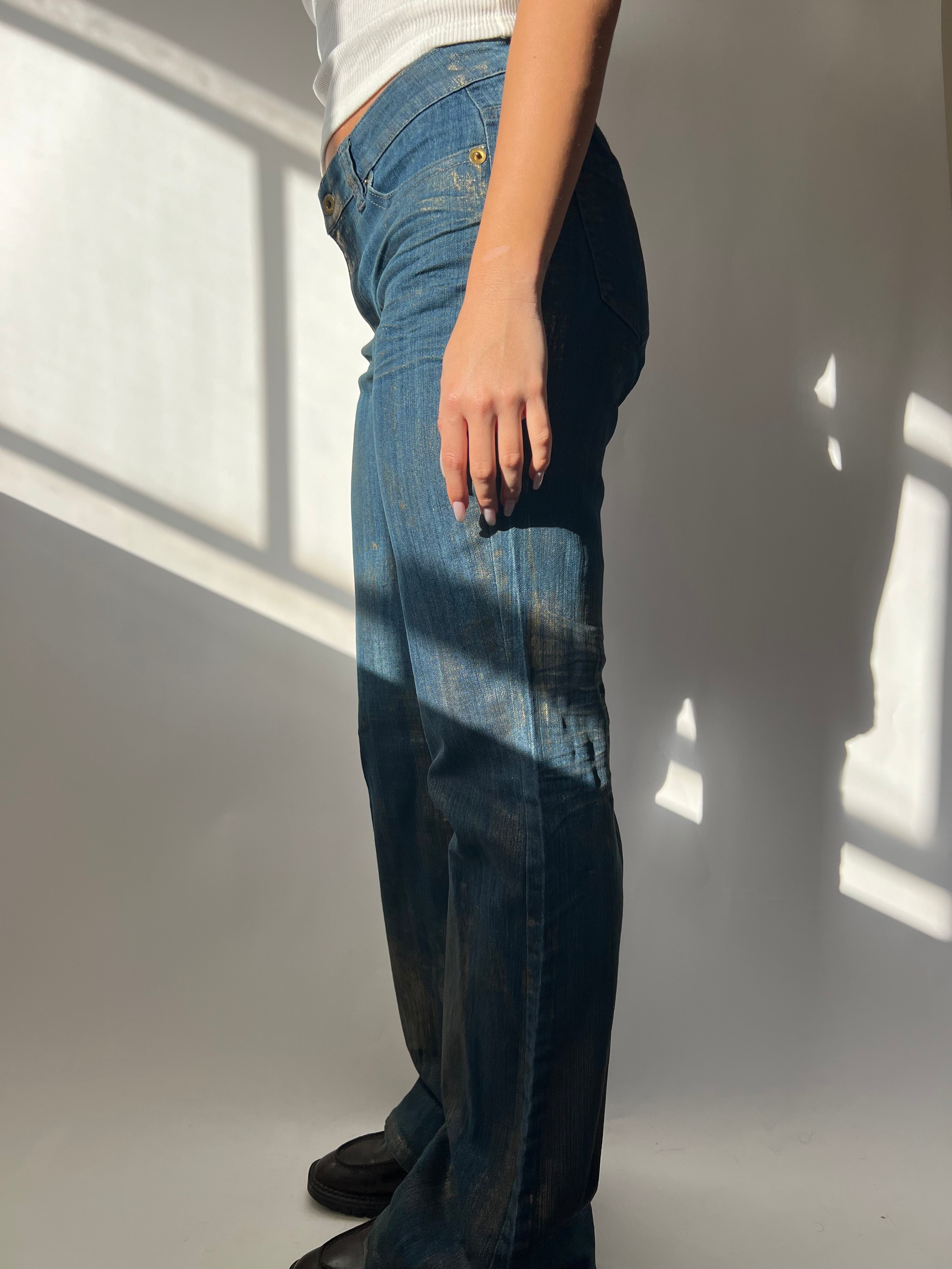 ג׳ינס מתרחב בשילוב צבע זהב (38)