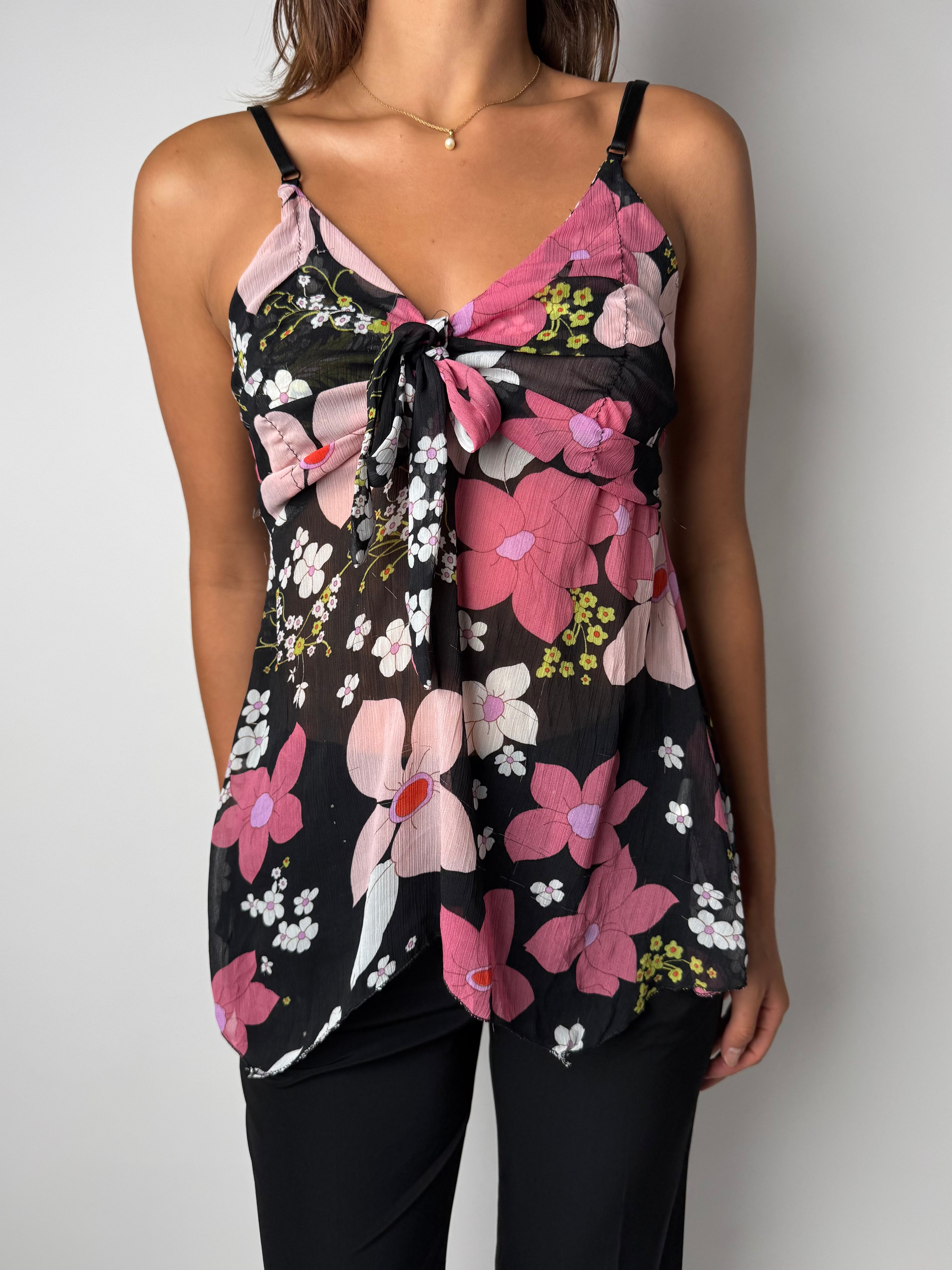 גופיית שיפון פרחונית (M)