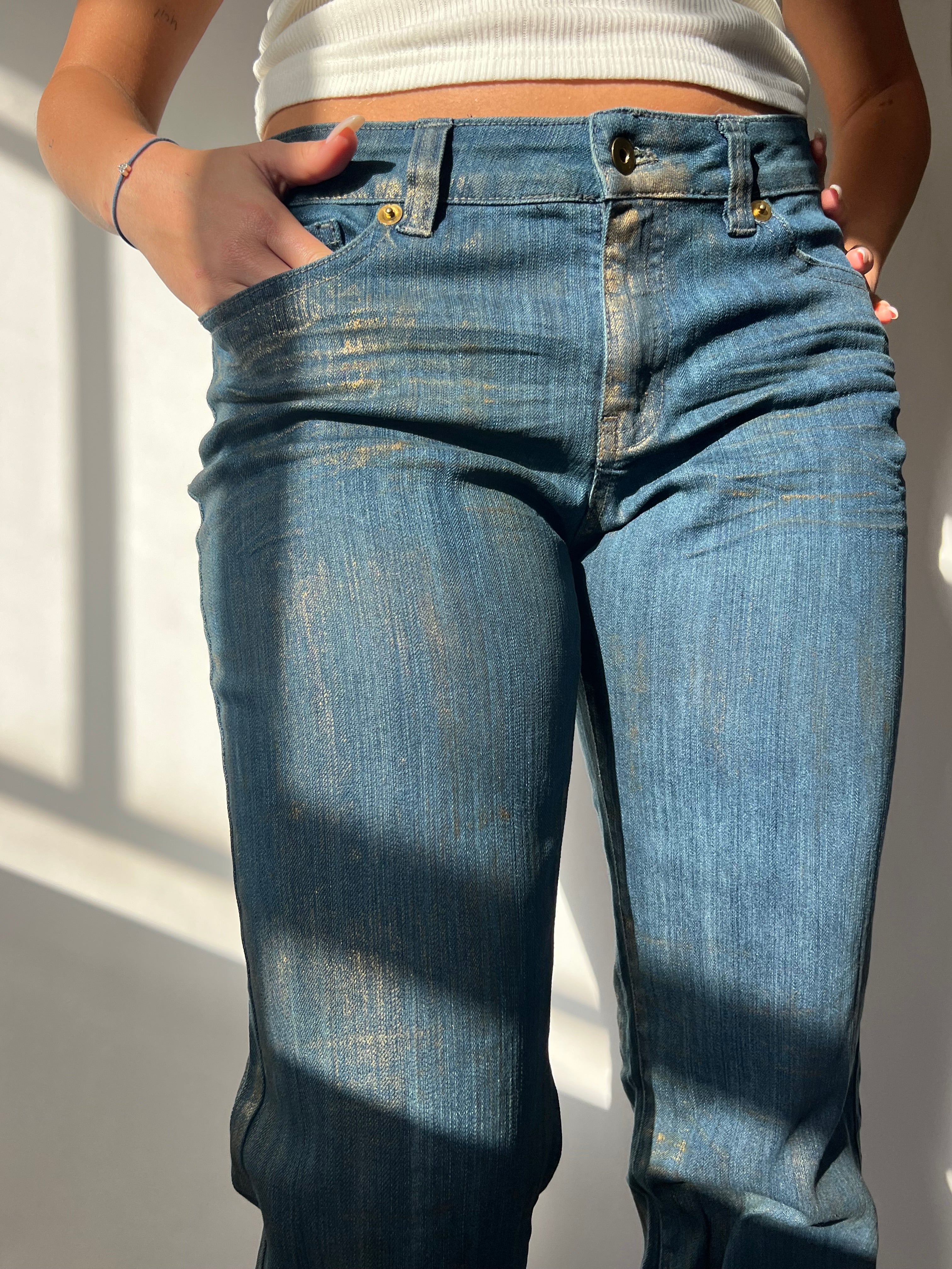 ג׳ינס מתרחב בשילוב צבע זהב (38)