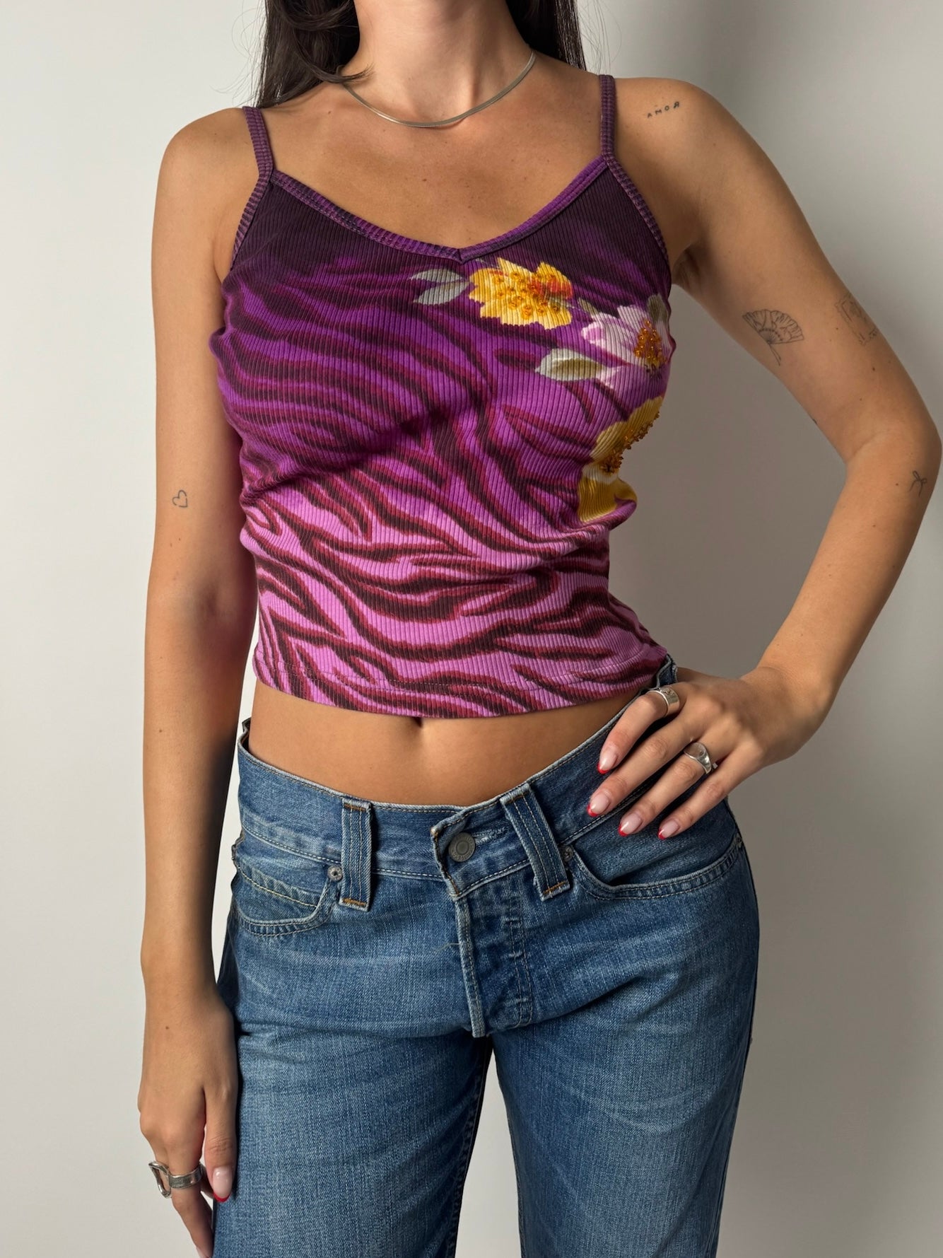 גופייה מנומרת ופרחונית (S)