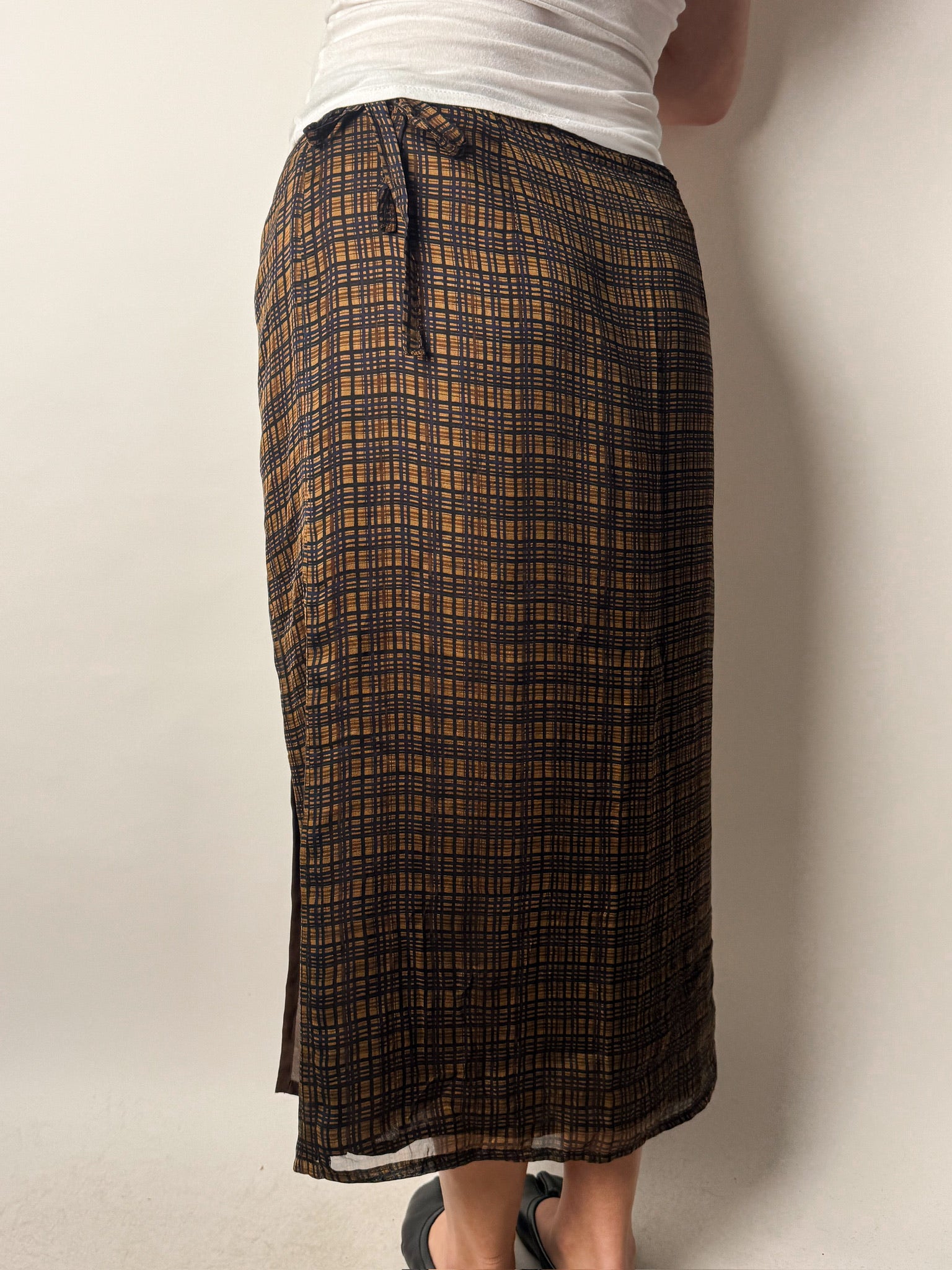 חצאית מקסי מעטפת משבצות (S-M)