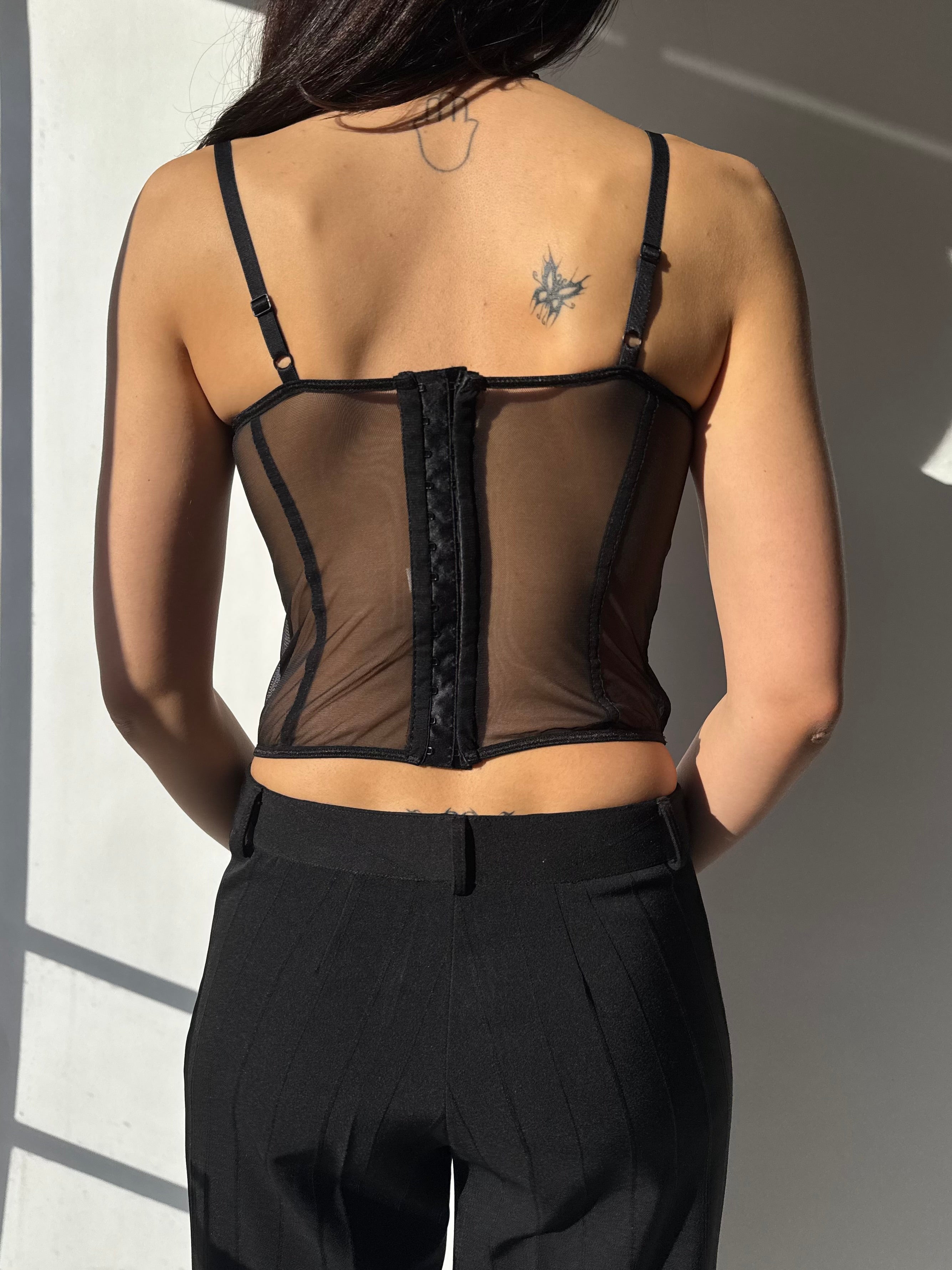 מחוך שחור בשילוב סריגה וחרוזים (S)