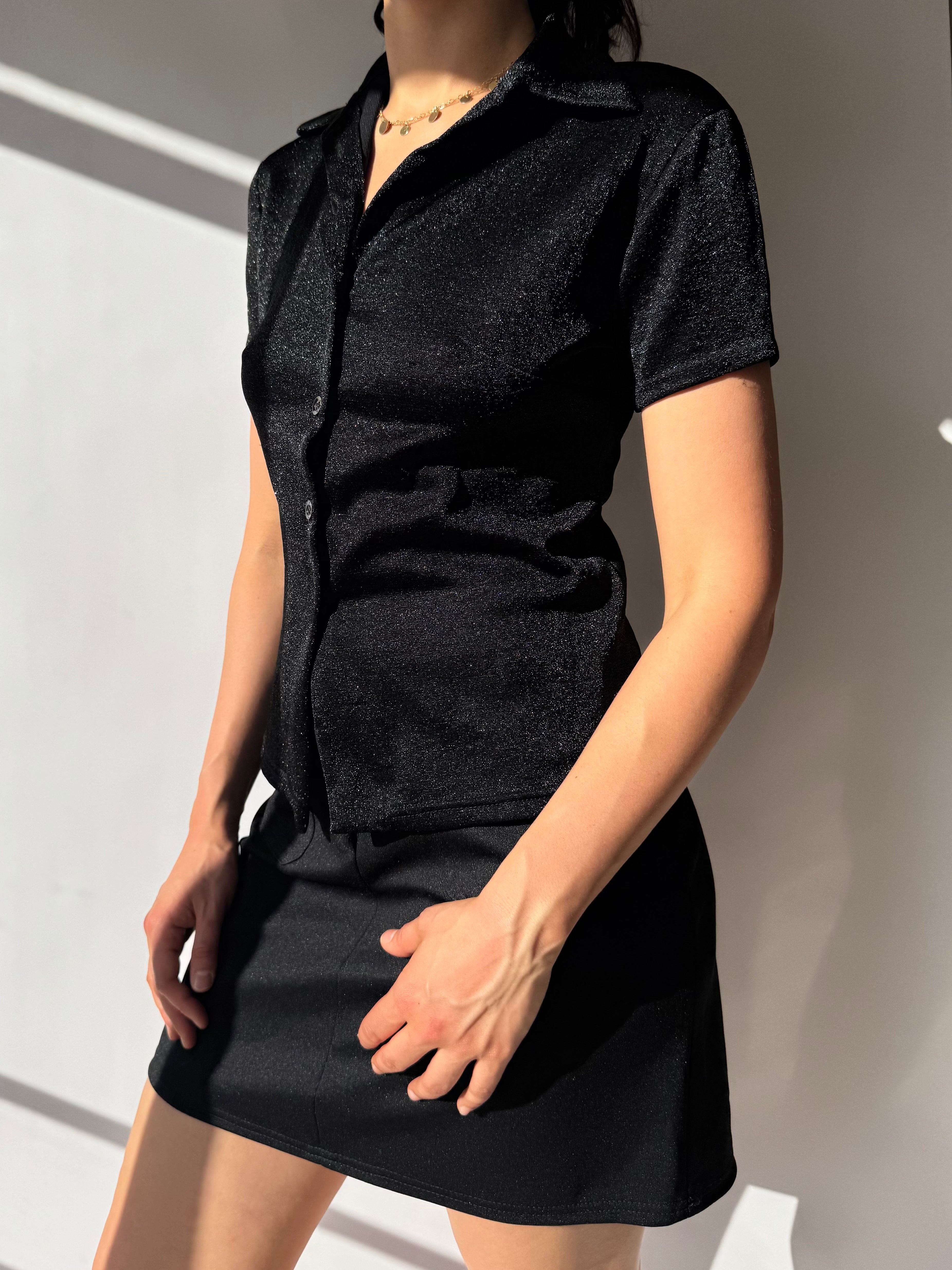 חולצה מכופתרת מנצנצת (S)